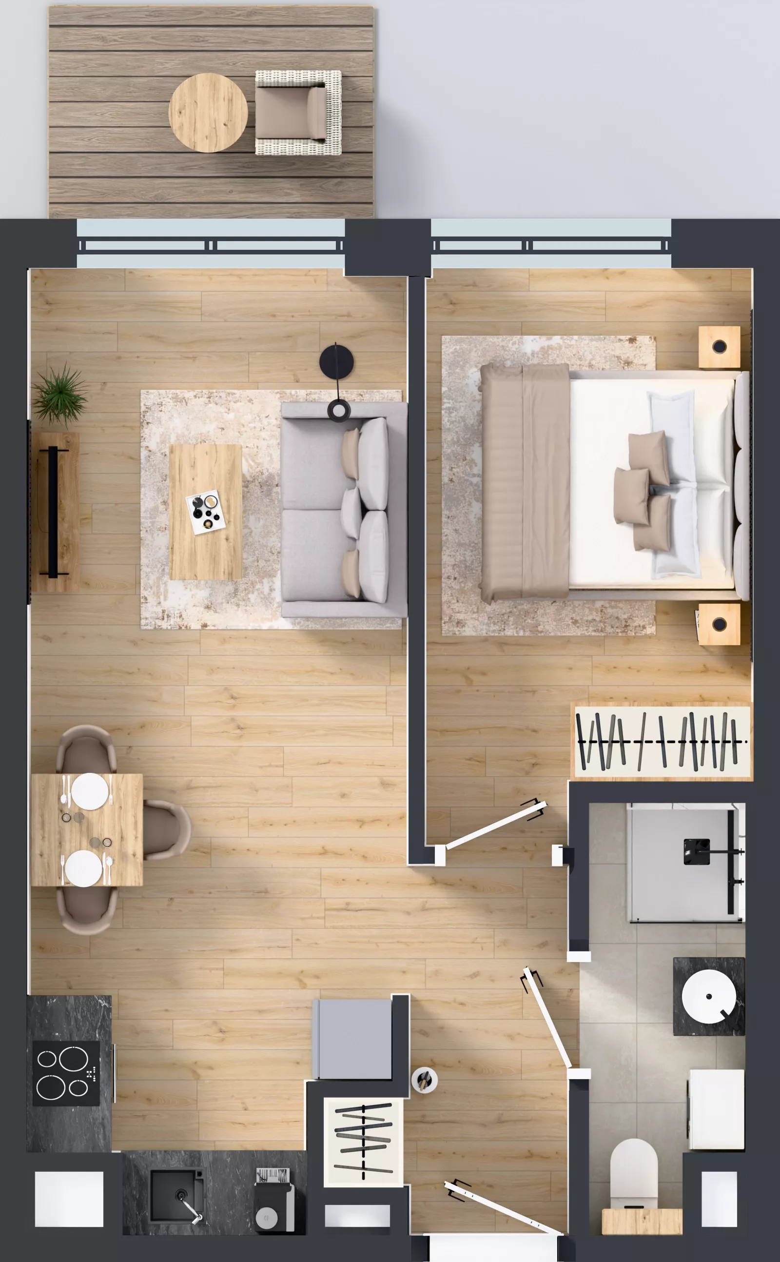 2 pokoje, mieszkanie 37,24 m², piętro 3, oferta nr C/28, Osiedle Wilno 8.1.2, Warszawa, Targówek, Elsnerów, ul. Bukowiecka
