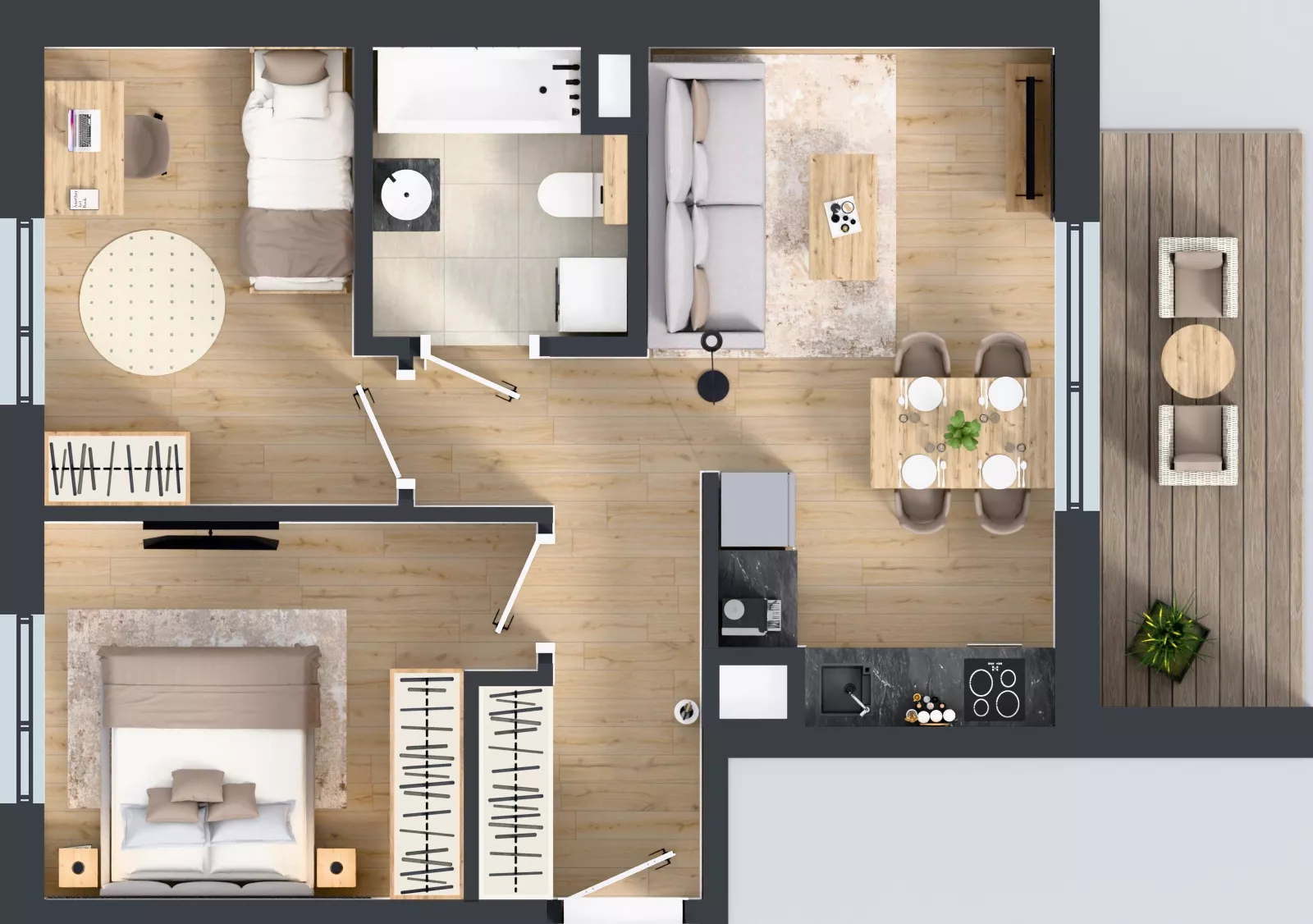 3 pokoje, mieszkanie 49,57 m², piętro 1, oferta nr C/34, Osiedle Wilno 8.1.2, Warszawa, Targówek, Elsnerów, ul. Bukowiecka