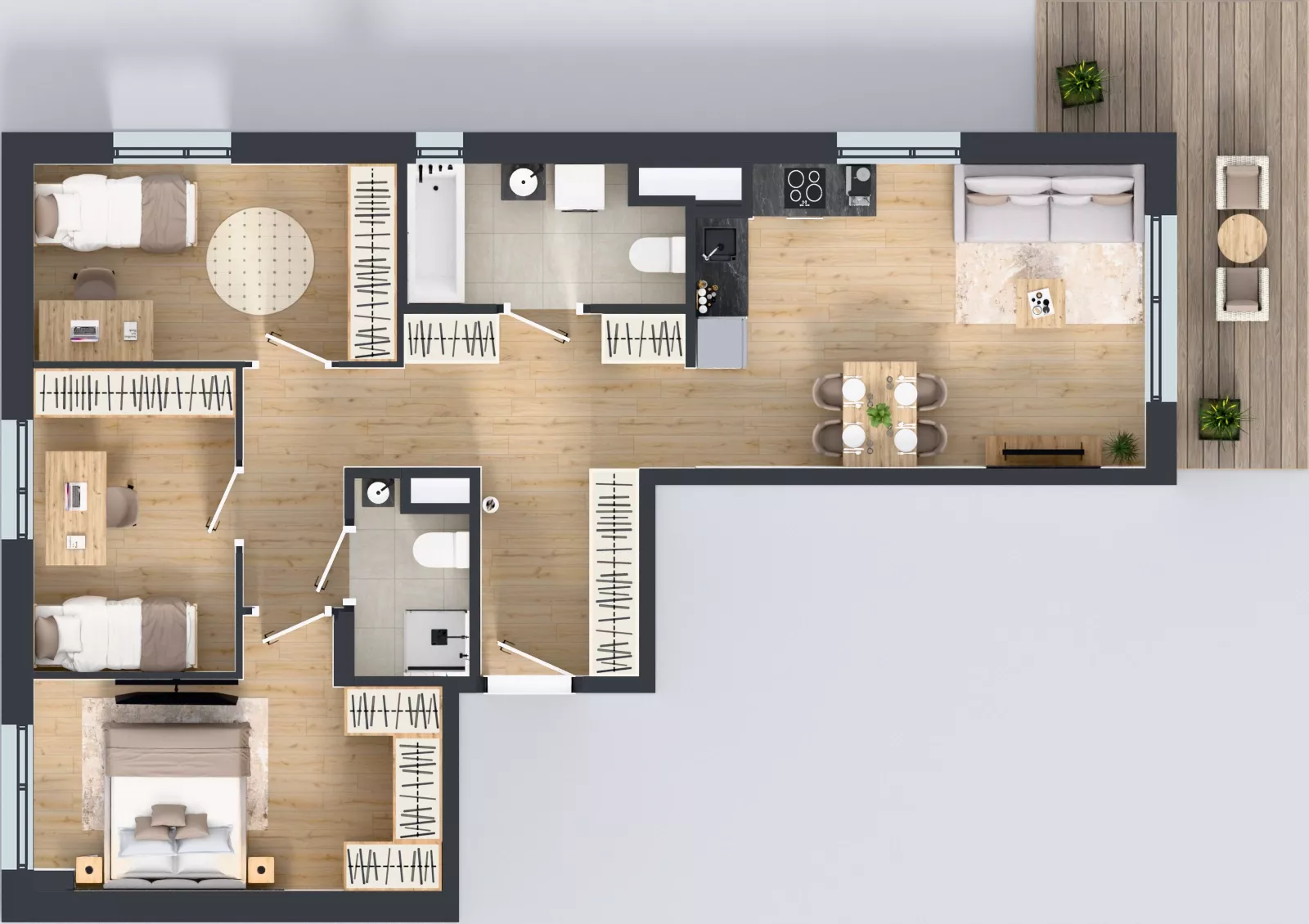 4 pokoje, mieszkanie 81,37 m², piętro 3, oferta nr D/16, Osiedle Urbino 4.2, Warszawa, Włochy, Raków, ul. Szybka