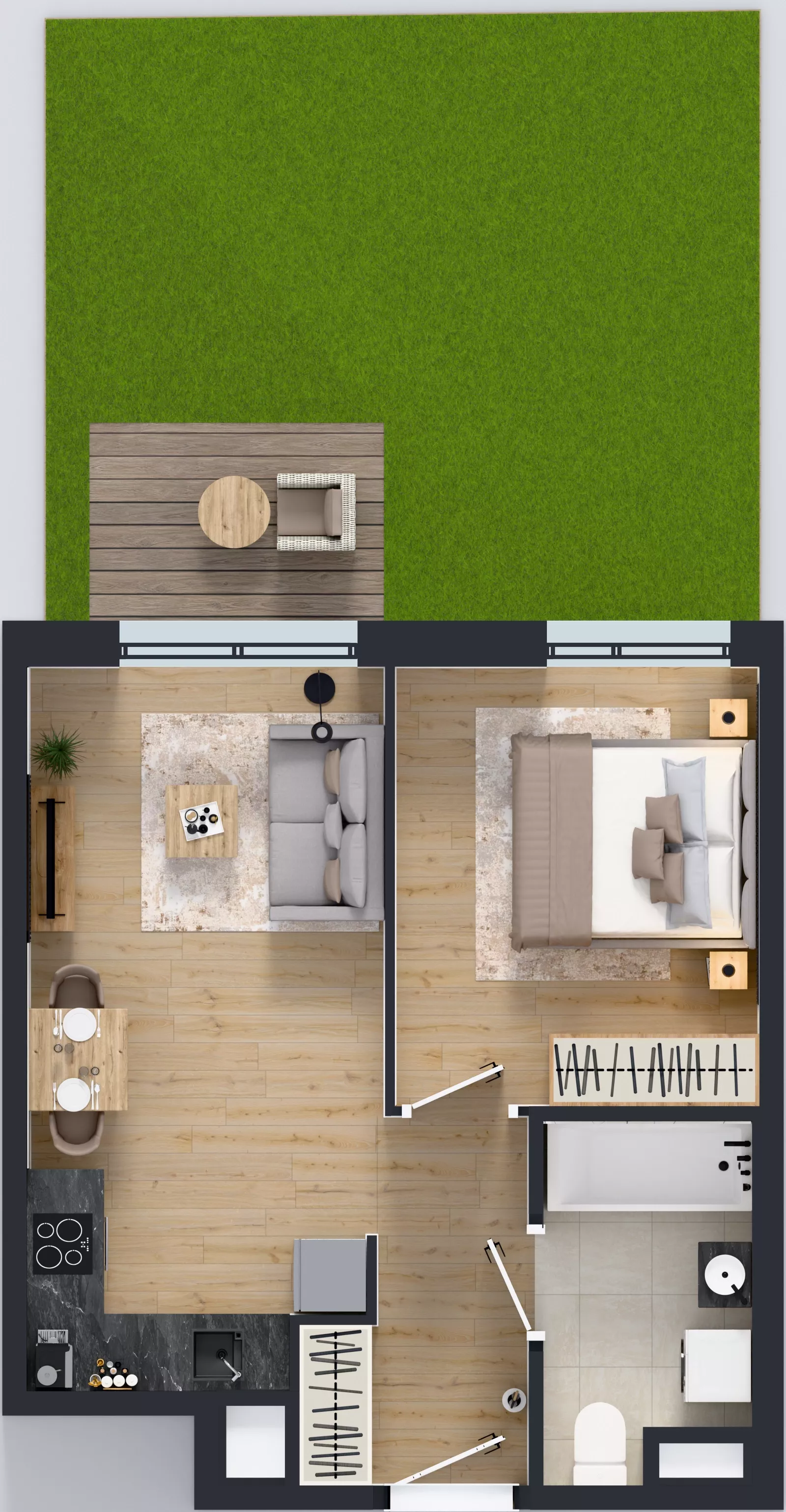 2 pokoje, mieszkanie 37,27 m², parter, oferta nr D/26, Osiedle Urbino 4.2, Warszawa, Włochy, Raków, ul. Szybka