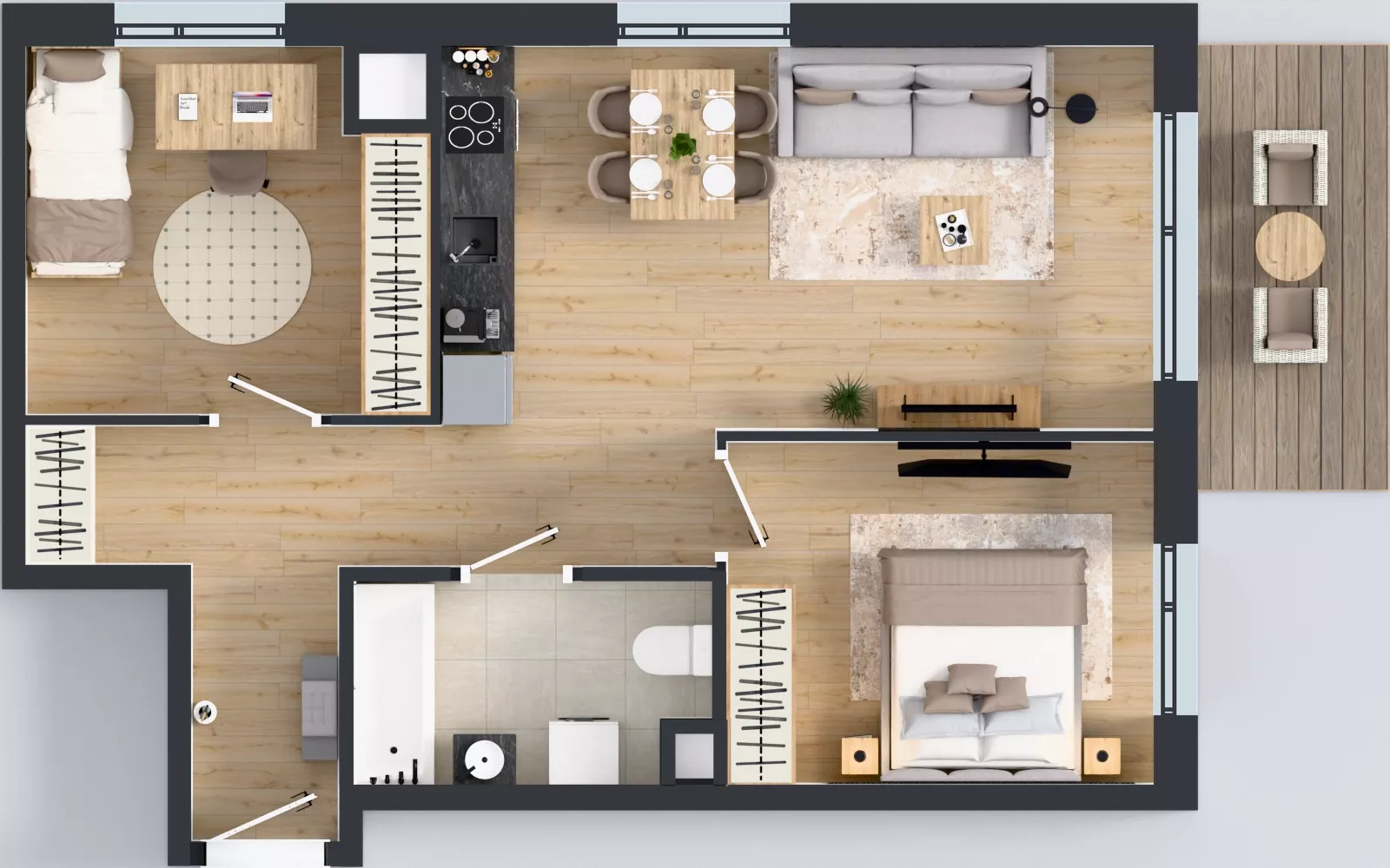 3 pokoje, mieszkanie 56,89 m², piętro 2, oferta nr D/37, Osiedle Urbino 4.2, Warszawa, Włochy, Raków, ul. Szybka