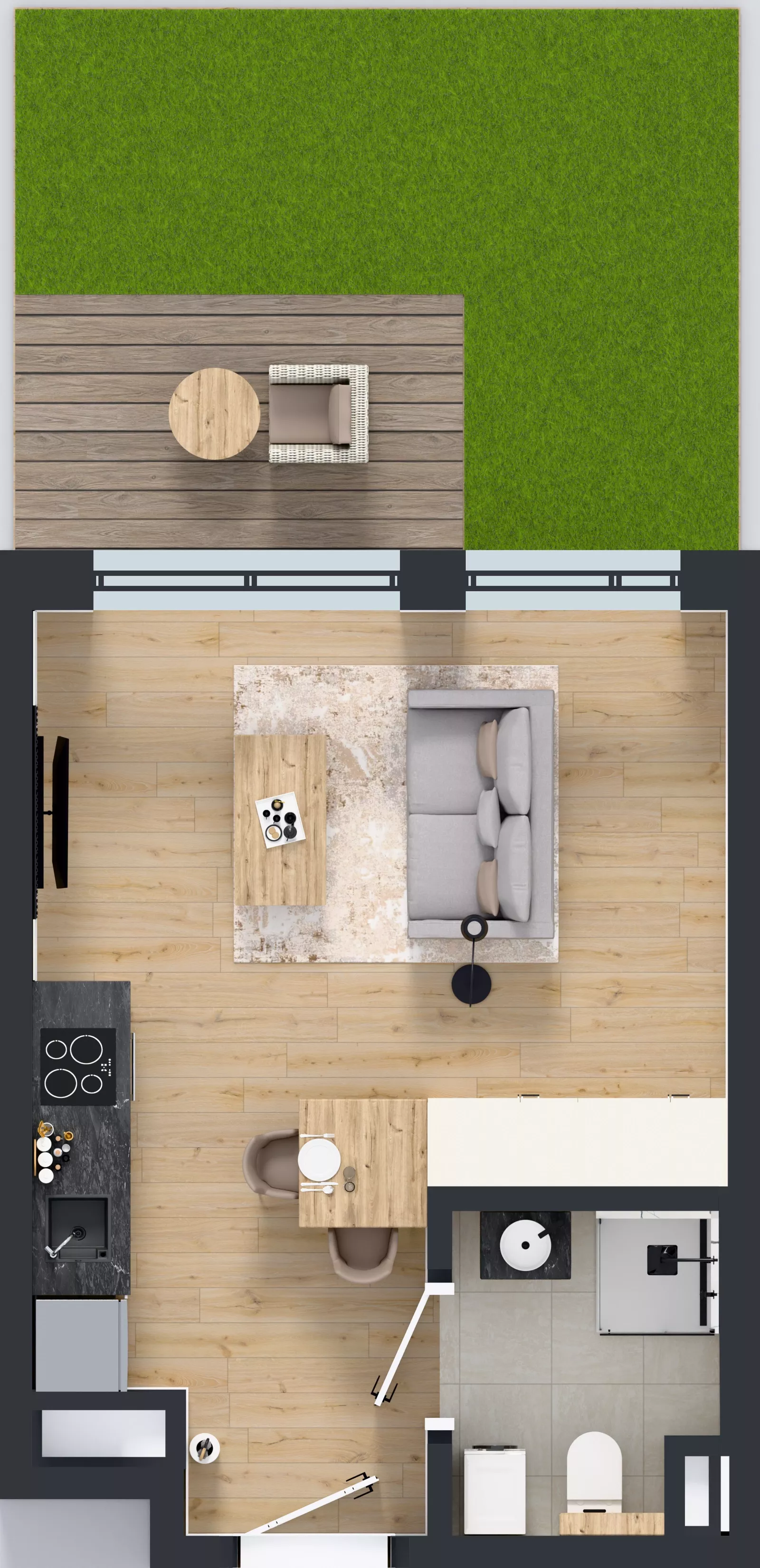 1 pokój, mieszkanie 25,32 m², parter, oferta nr D/2, Bokserska 71 etap 2.3, Warszawa, Ursynów, Wyczółki, ul. Bokserska