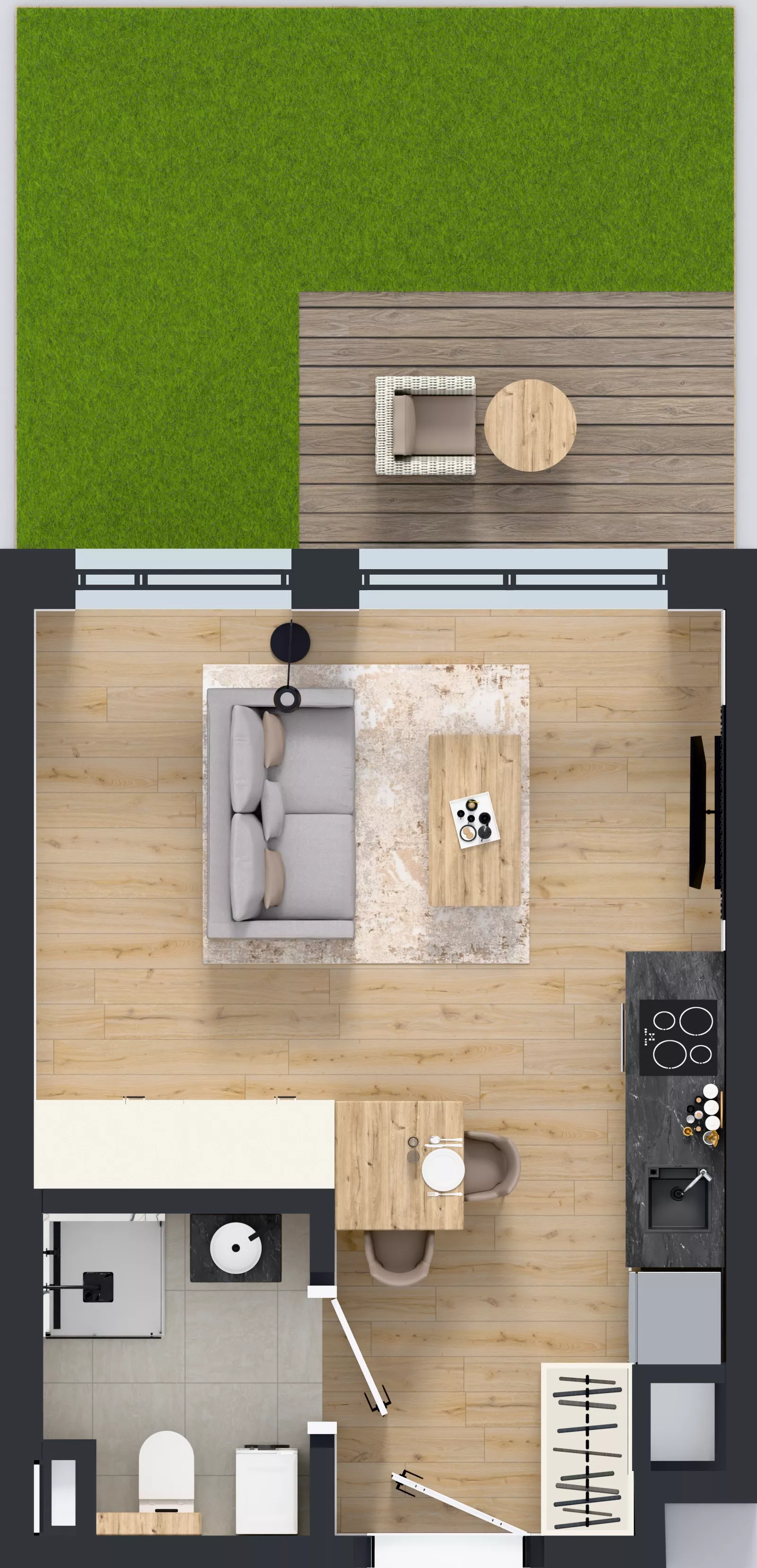 1 pokój, mieszkanie 25,43 m², parter, oferta nr D/3, Bokserska 71 etap 2.3, Warszawa, Ursynów, Wyczółki, ul. Bokserska