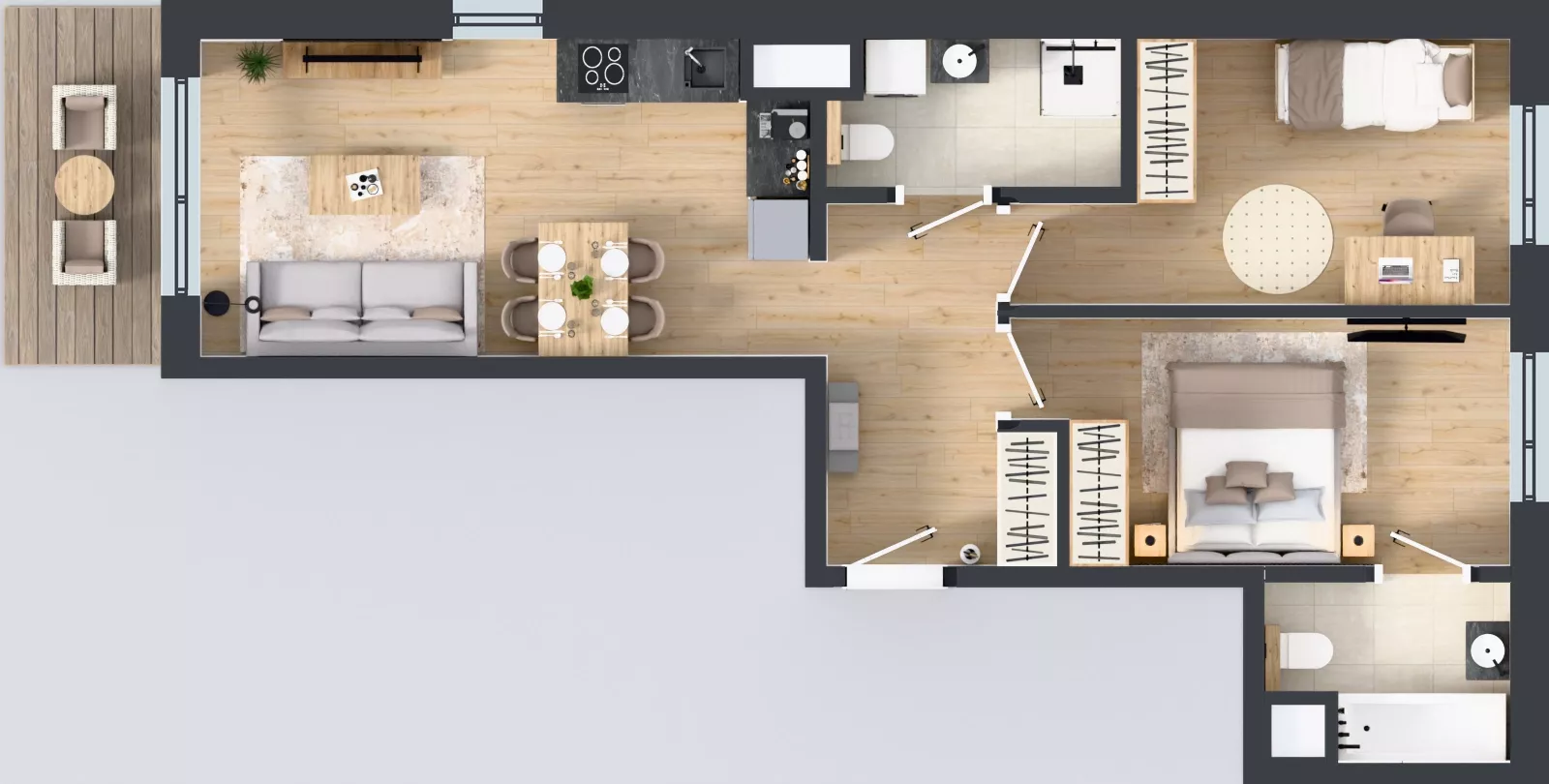 3 pokoje, mieszkanie 58,03 m², piętro 2, oferta nr D/9, Bokserska 71 etap 2.3, Warszawa, Ursynów, Wyczółki, ul. Bokserska
