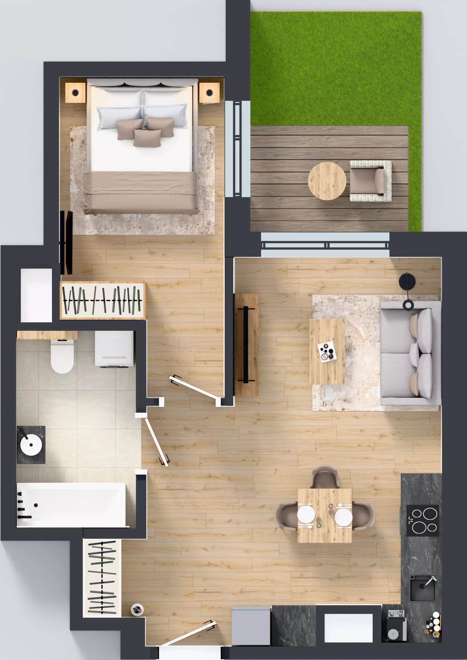 2 pokoje, mieszkanie 42,48 m², parter, oferta nr D/33, Bokserska 71 etap 2.3, Warszawa, Ursynów, Wyczółki, ul. Bokserska