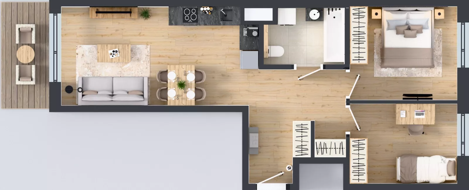 3 pokoje, mieszkanie 57,22 m², piętro 1, oferta nr D/34, Bokserska 71 etap 2.3, Warszawa, Ursynów, Wyczółki, ul. Bokserska