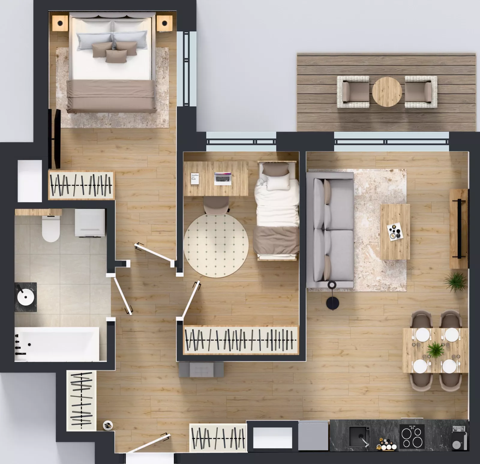 3 pokoje, mieszkanie 56,42 m², piętro 1, oferta nr D/38, Bokserska 71 etap 2.3, Warszawa, Ursynów, Wyczółki, ul. Bokserska