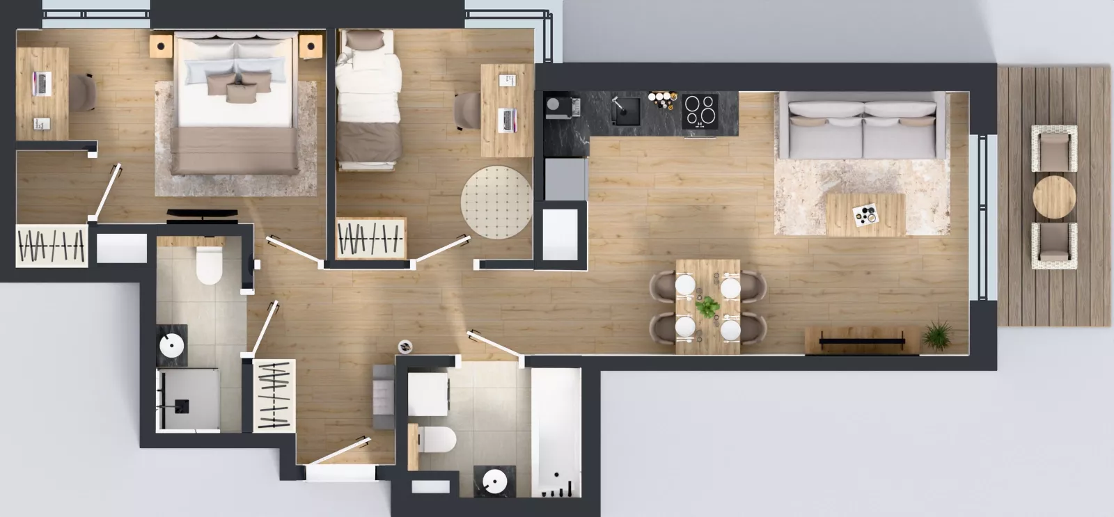3 pokoje, mieszkanie 58,66 m², piętro 3, oferta nr D/45, Bokserska 71 etap 2.3, Warszawa, Ursynów, Wyczółki, ul. Bokserska
