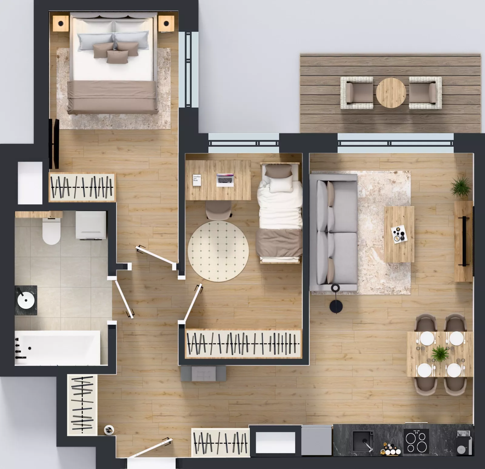3 pokoje, mieszkanie 56,40 m², piętro 5, oferta nr D/58, Bokserska 71 etap 2.3, Warszawa, Ursynów, Wyczółki, ul. Bokserska