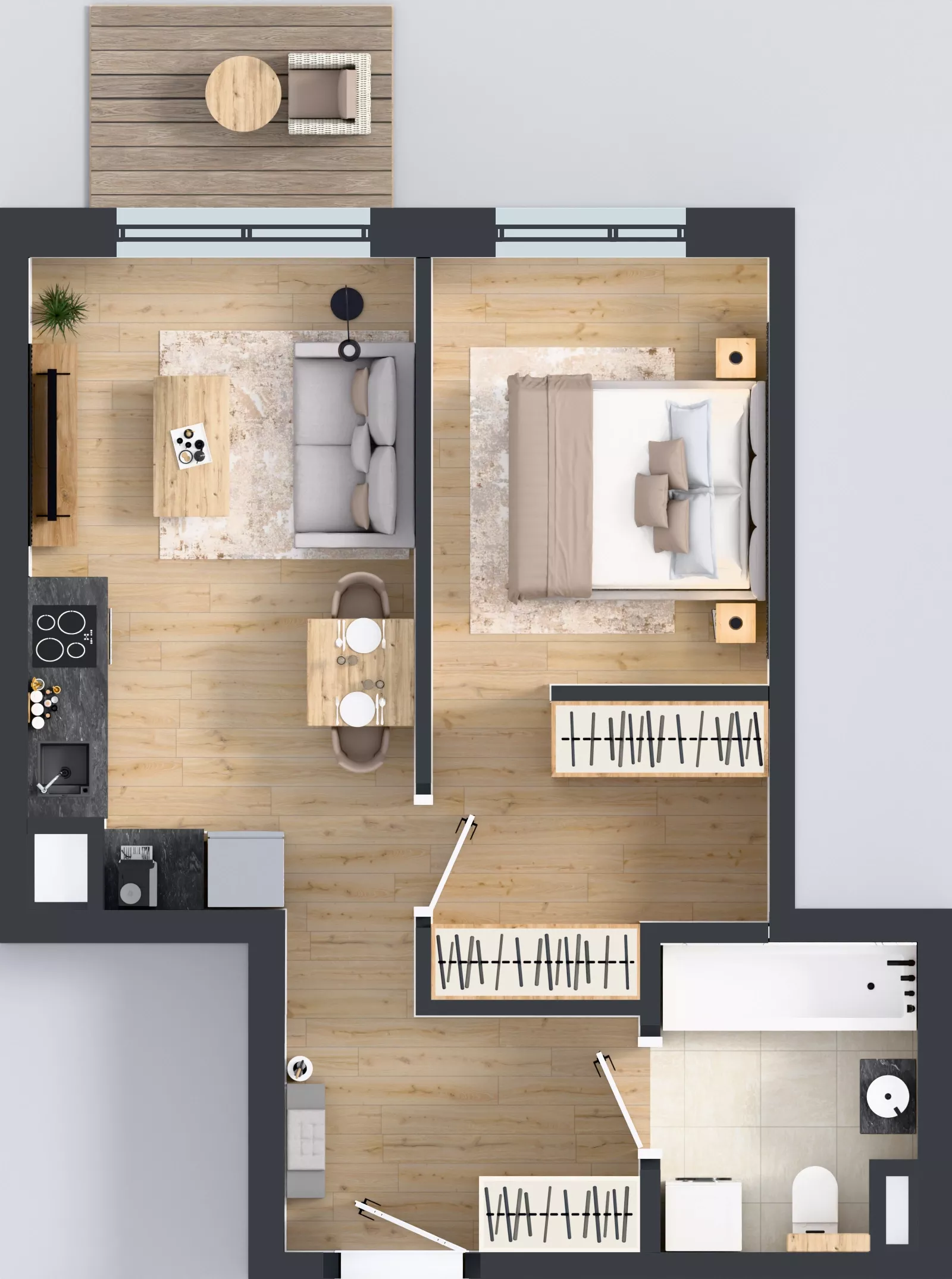 2 pokoje, mieszkanie 41,05 m², piętro 6, oferta nr D/61, Bokserska 71 etap 2.3, Warszawa, Ursynów, Wyczółki, ul. Bokserska
