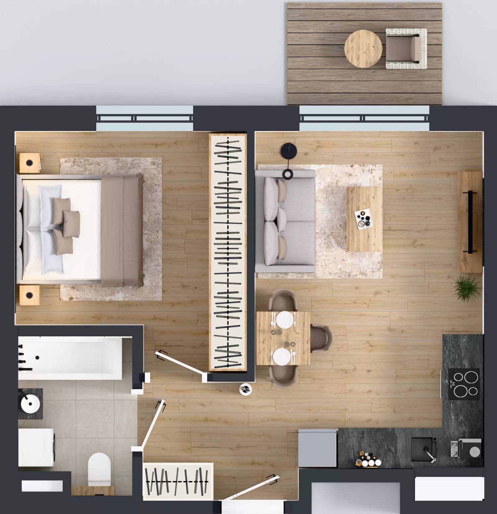 2 pokoje, mieszkanie 39,67 m², parter, oferta nr D/65, Bokserska 71 etap 2.3, Warszawa, Ursynów, Wyczółki, ul. Bokserska