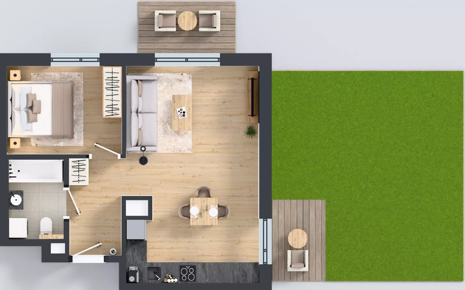 2 pokoje, mieszkanie 45,75 m², parter, oferta nr D/66, Bokserska 71 etap 2.3, Warszawa, Ursynów, Wyczółki, ul. Bokserska