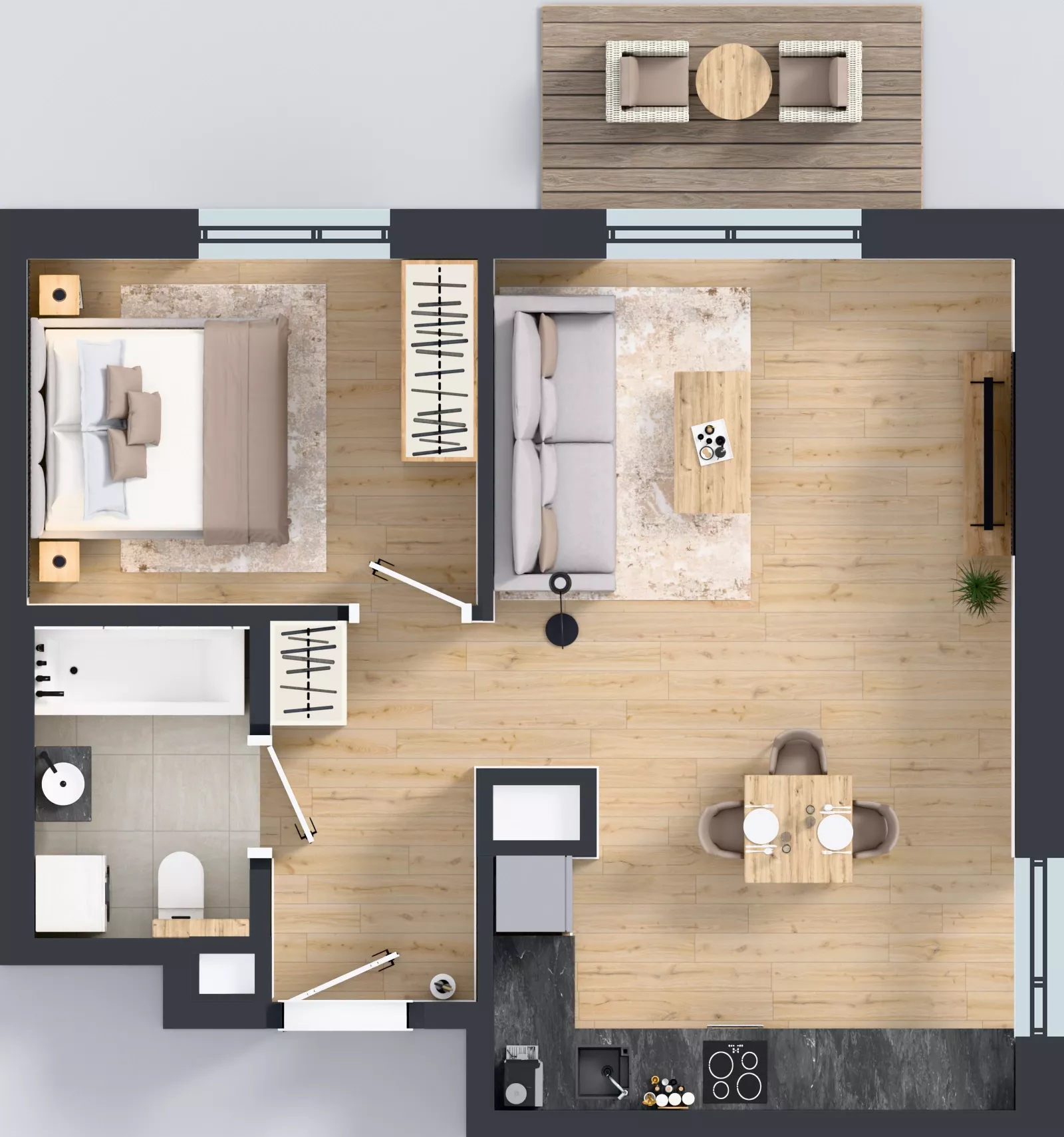 2 pokoje, mieszkanie 45,75 m², piętro 1, oferta nr D/70, Bokserska 71 etap 2.3, Warszawa, Ursynów, Wyczółki, ul. Bokserska