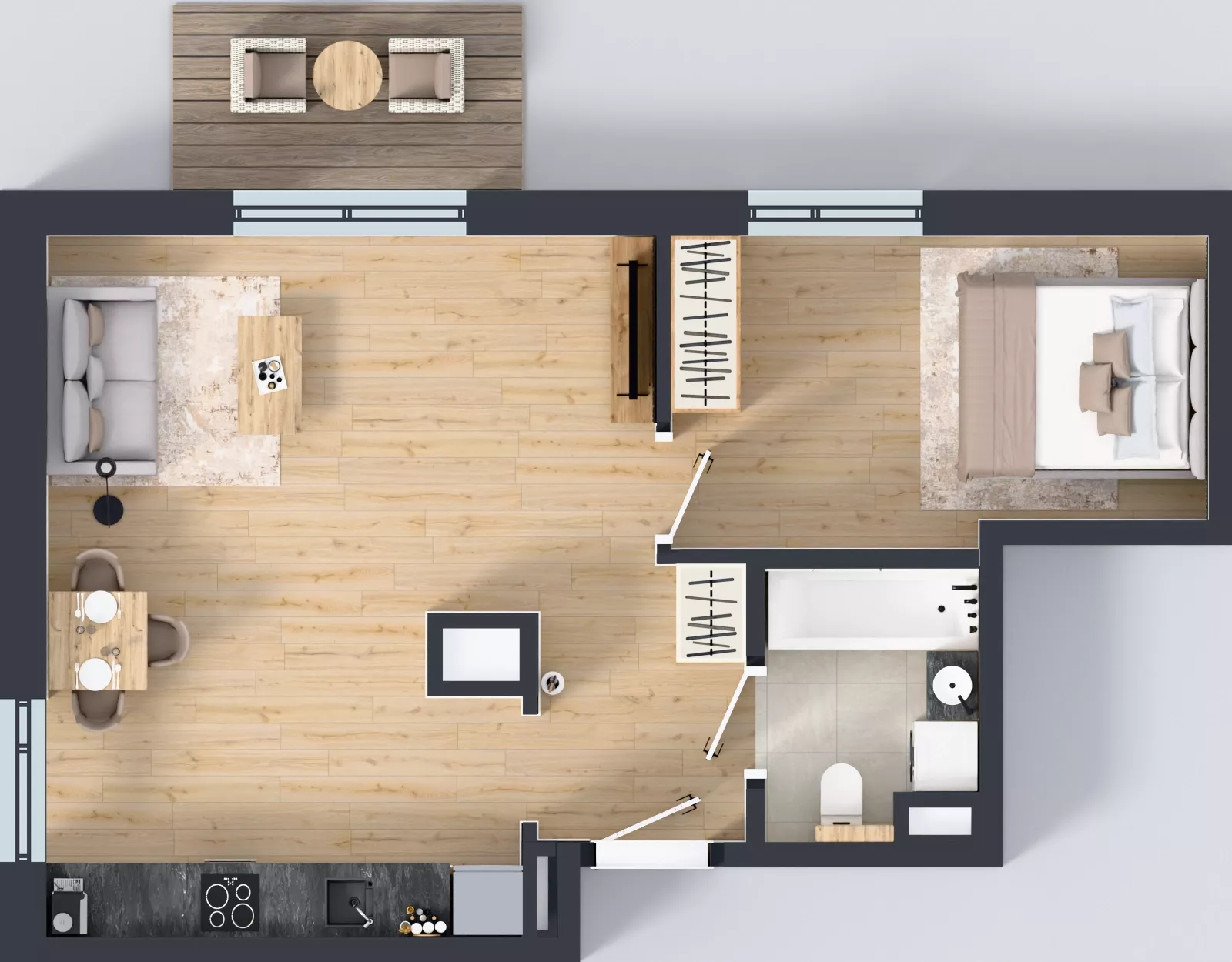 2 pokoje, mieszkanie 47,97 m², piętro 1, oferta nr D/71, Bokserska 71 etap 2.3, Warszawa, Ursynów, Wyczółki, ul. Bokserska