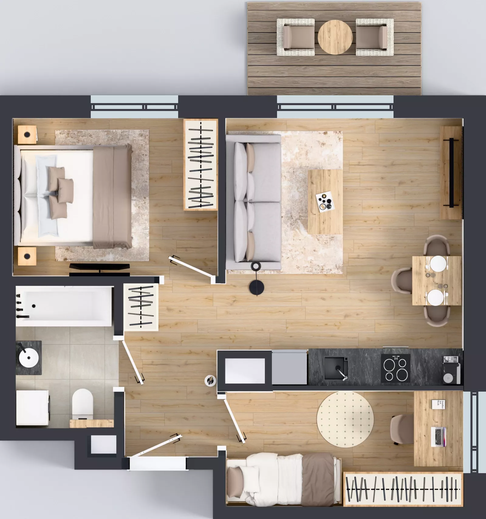 3 pokoje, mieszkanie 45,39 m², piętro 5, oferta nr D/86, Bokserska 71 etap 2.3, Warszawa, Ursynów, Wyczółki, ul. Bokserska