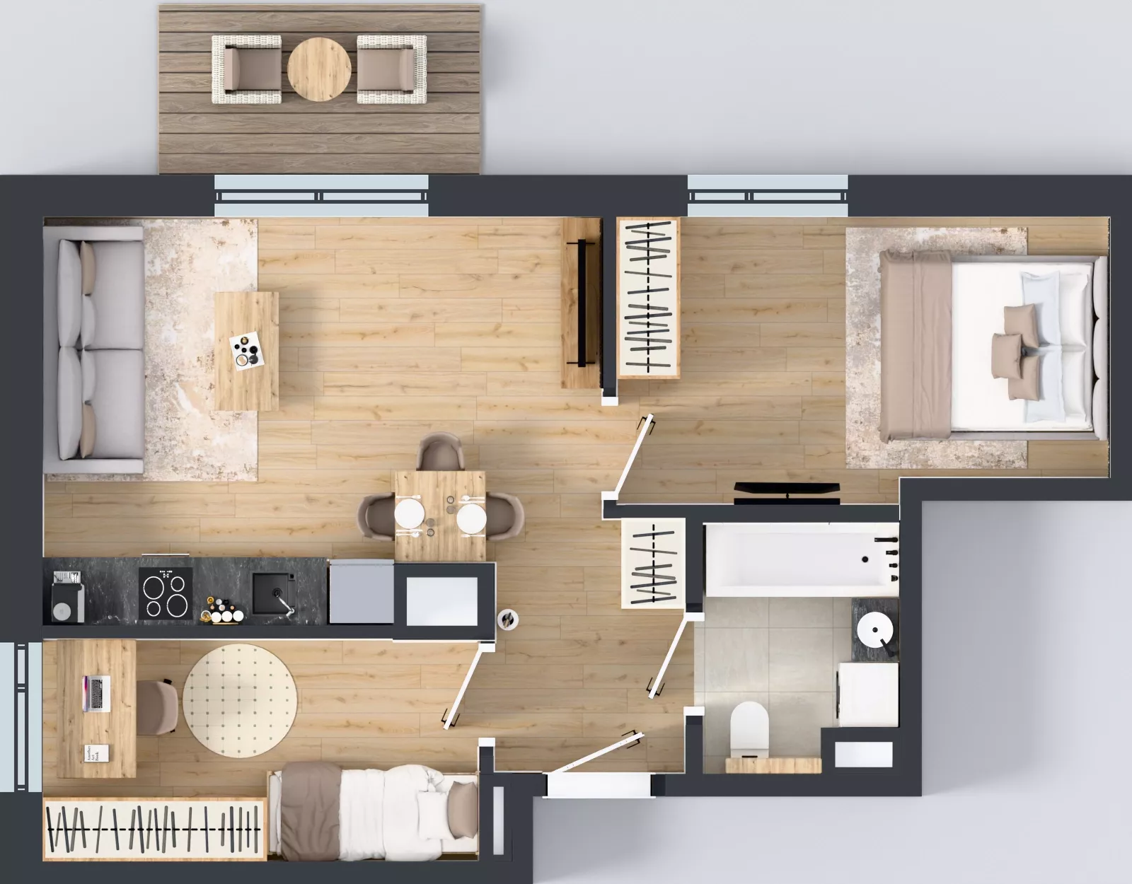 3 pokoje, mieszkanie 47,61 m², piętro 6, oferta nr D/91, Bokserska 71 etap 2.3, Warszawa, Ursynów, Wyczółki, ul. Bokserska