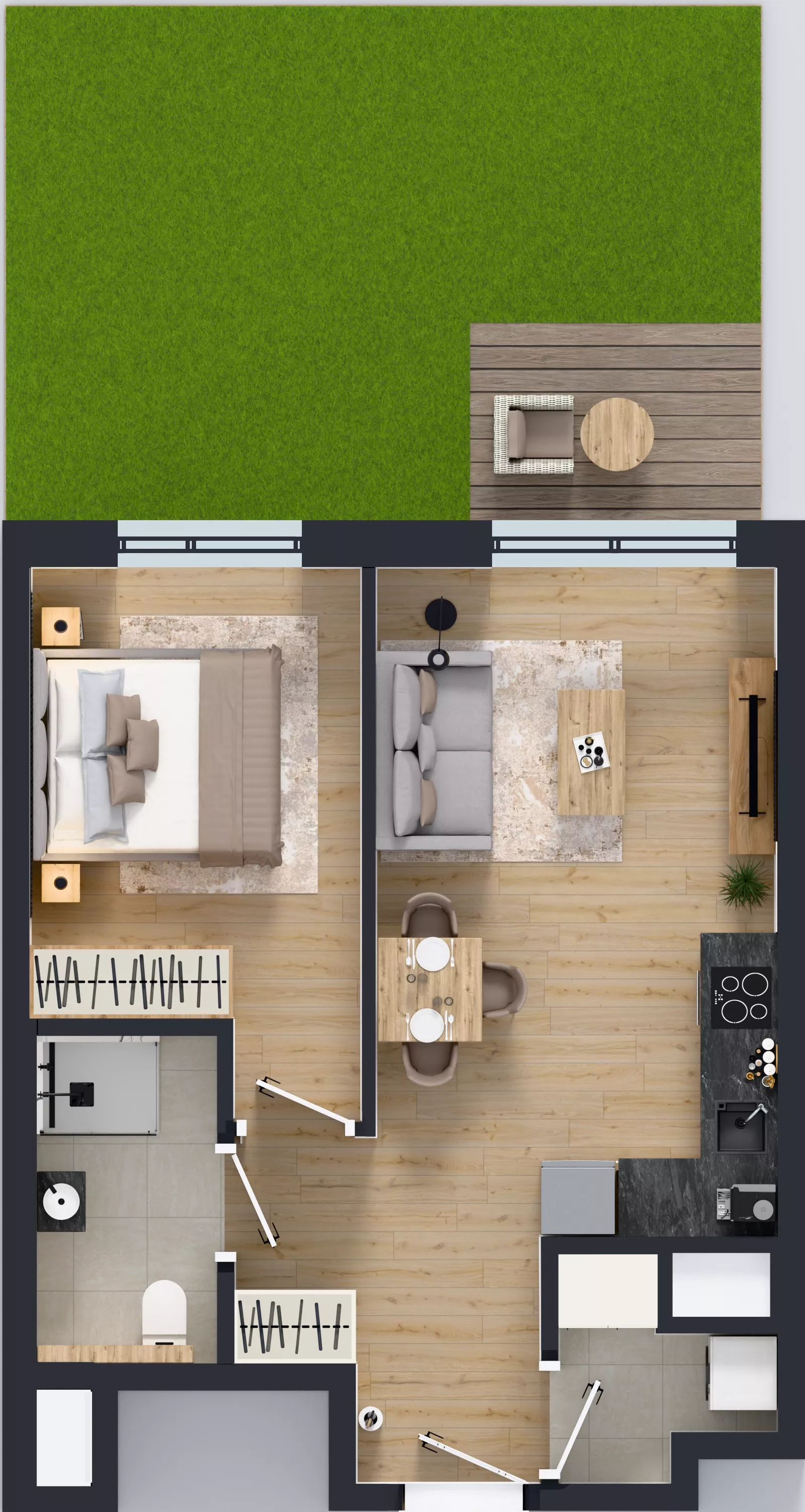 2 pokoje, mieszkanie 39,72 m², parter, oferta nr E/2, Bokserska 71 etap 2.3, Warszawa, Ursynów, Wyczółki, ul. Bokserska