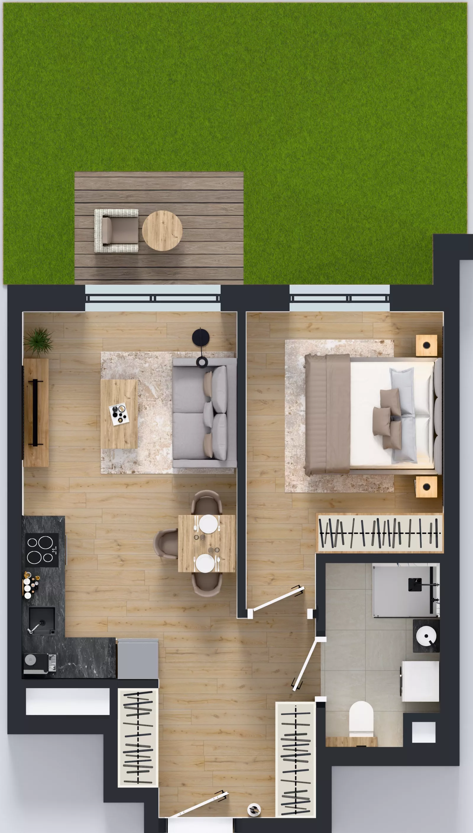 2 pokoje, mieszkanie 39,74 m², parter, oferta nr E/3, Bokserska 71 etap 2.3, Warszawa, Ursynów, Wyczółki, ul. Bokserska