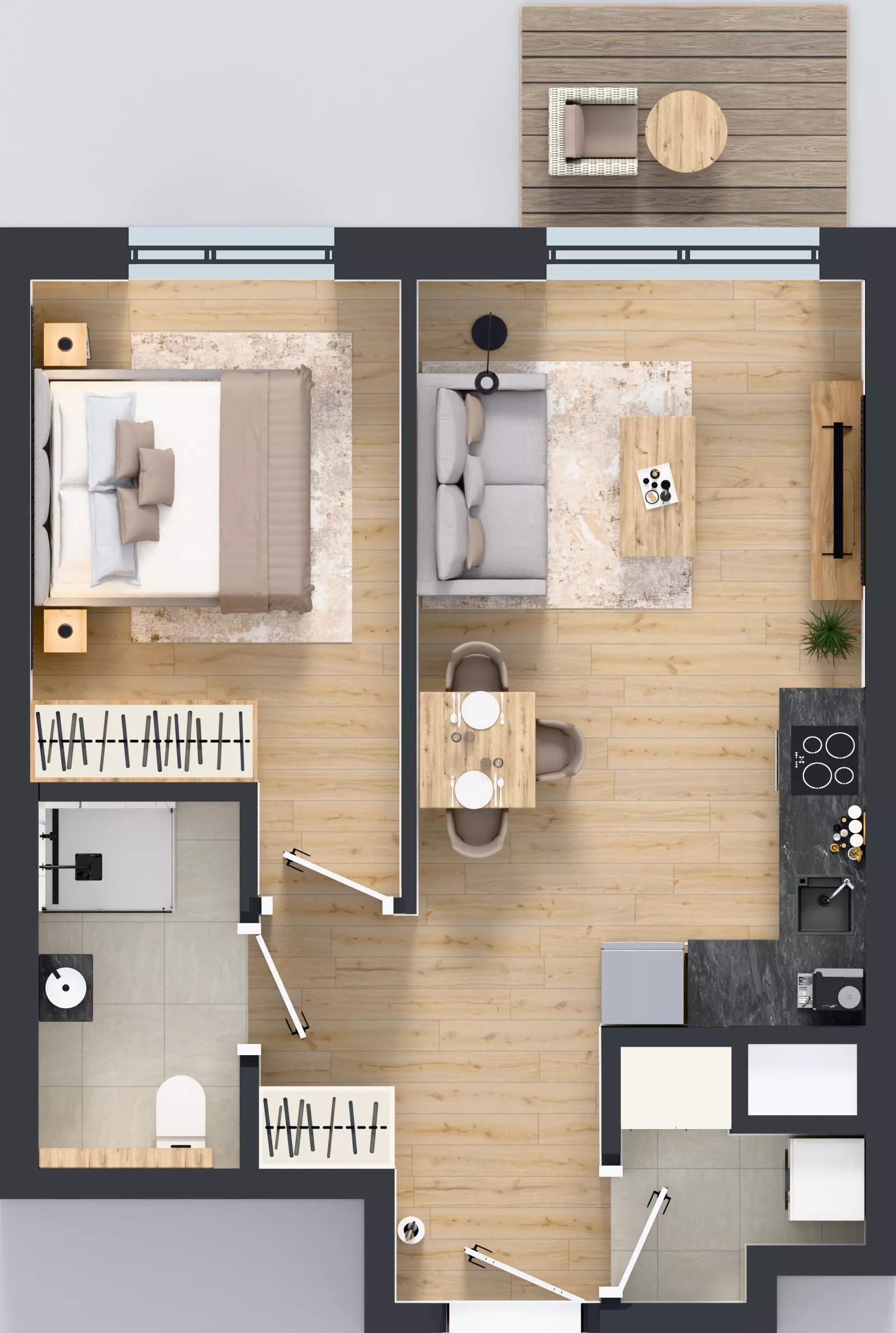 2 pokoje, mieszkanie 39,72 m², piętro 1, oferta nr E/6, Bokserska 71 etap 2.3, Warszawa, Ursynów, Wyczółki, ul. Bokserska