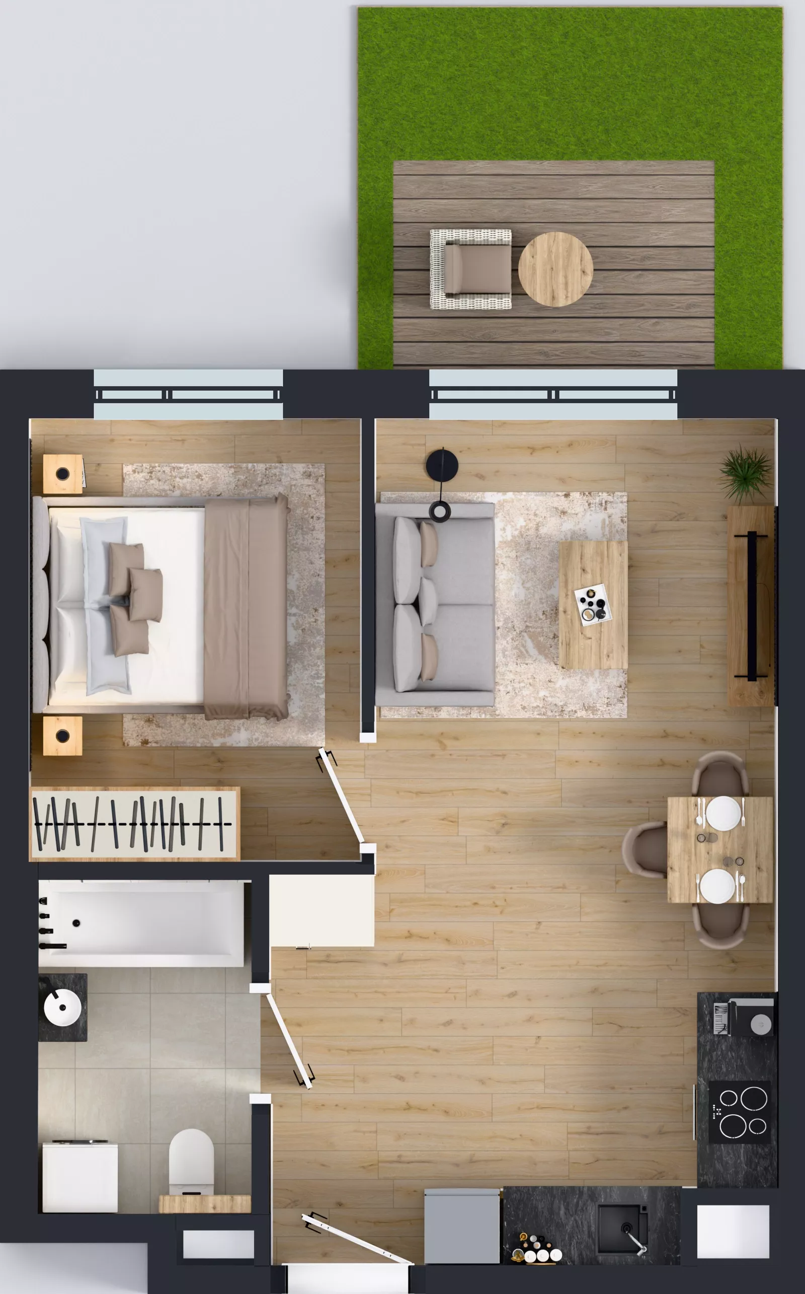 2 pokoje, mieszkanie 37,69 m², parter, oferta nr E/31, Bokserska 71 etap 2.3, Warszawa, Ursynów, Wyczółki, ul. Bokserska