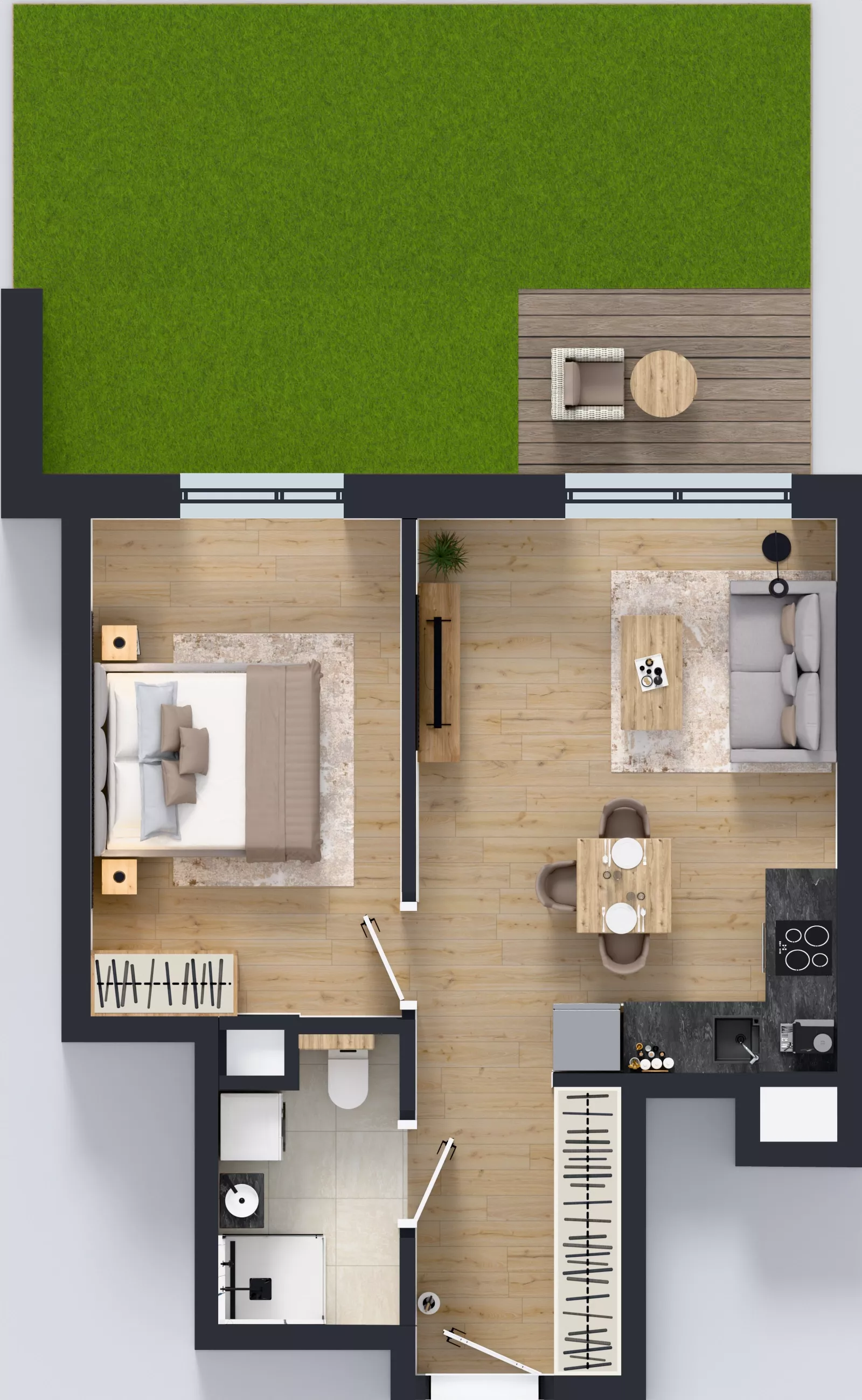 2 pokoje, mieszkanie 39,61 m², parter, oferta nr E/34, Bokserska 71 etap 2.3, Warszawa, Ursynów, Wyczółki, ul. Bokserska