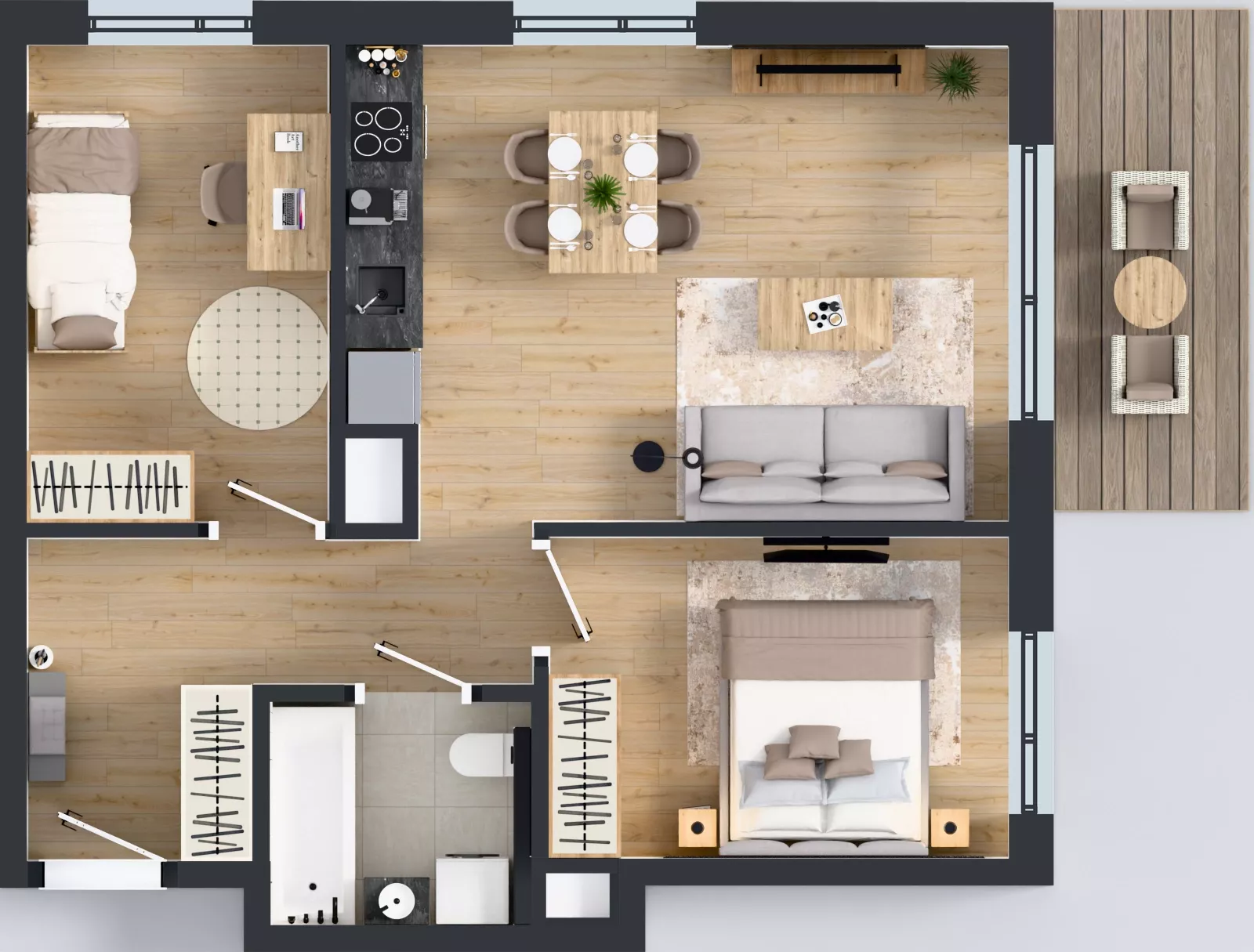 3 pokoje, mieszkanie 53,37 m², piętro 1, oferta nr E/40, Bokserska 71 etap 2.3, Warszawa, Ursynów, Wyczółki, ul. Bokserska