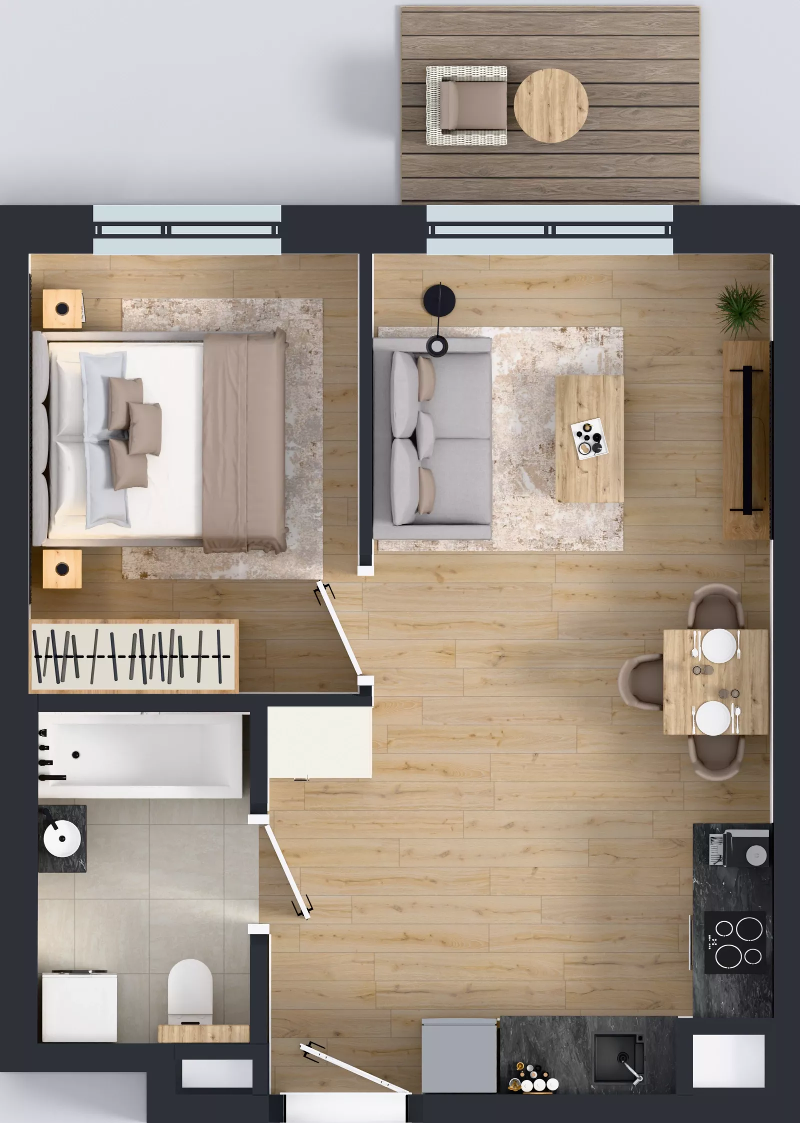 2 pokoje, mieszkanie 37,69 m², piętro 4, oferta nr E/59, Bokserska 71 etap 2.3, Warszawa, Ursynów, Wyczółki, ul. Bokserska