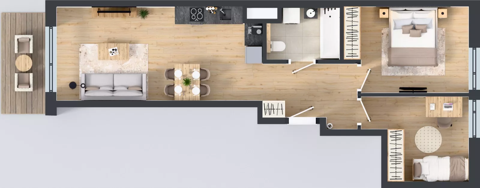 3 pokoje, mieszkanie 57,81 m², piętro 6, oferta nr E/77, Bokserska 71 etap 2.3, Warszawa, Ursynów, Wyczółki, ul. Bokserska