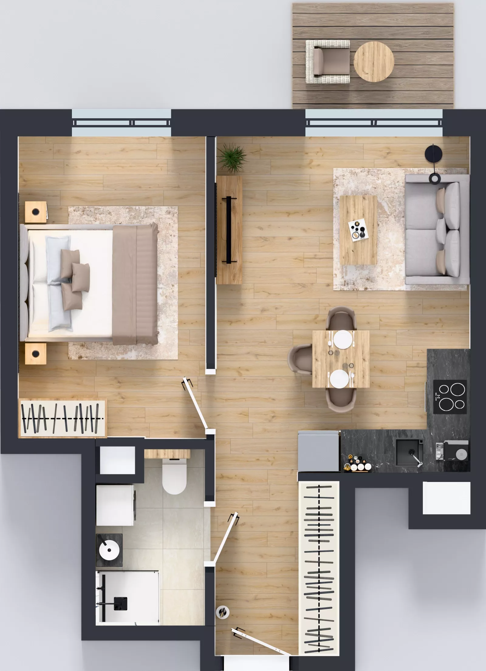 2 pokoje, mieszkanie 39,79 m², piętro 6, oferta nr E/76, Bokserska 71 etap 2.3, Warszawa, Ursynów, Wyczółki, ul. Bokserska