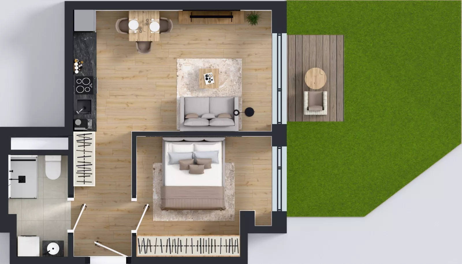 2 pokoje, mieszkanie 41,21 m², parter, oferta nr A/1, Apartamenty Metro Wilanowska, Warszawa, Mokotów, Ksawerów, ul. Pejzażowa 26