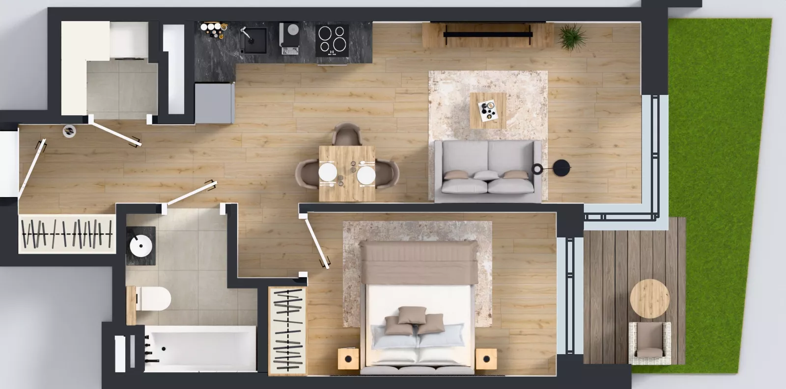 2 pokoje, mieszkanie 40,67 m², parter, oferta nr A/185, Apartamenty Metro Wilanowska, Warszawa, Mokotów, Ksawerów, ul. Pejzażowa 26