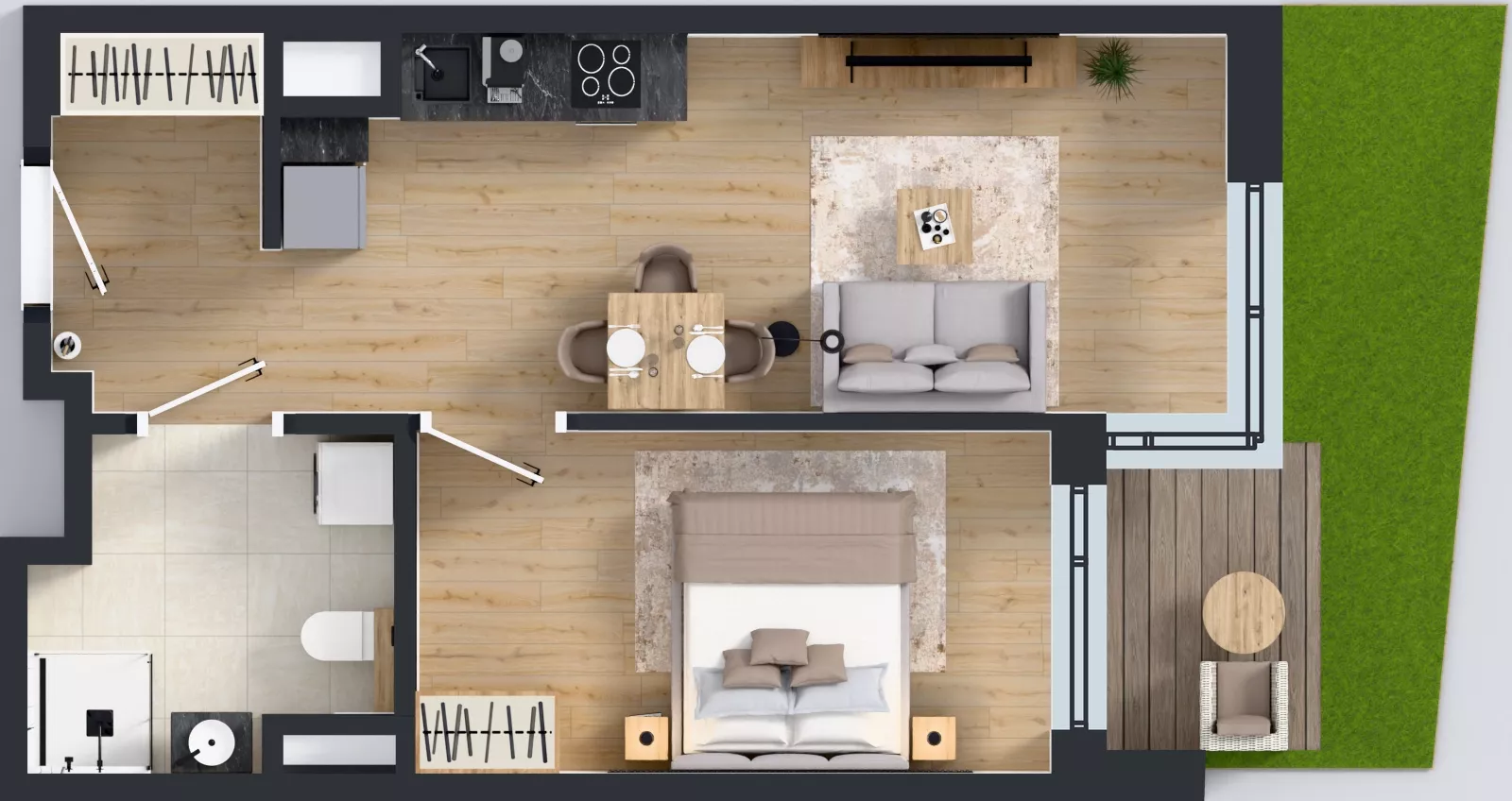 2 pokoje, mieszkanie 40,31 m², parter, oferta nr A/187, Apartamenty Metro Wilanowska, Warszawa, Mokotów, Ksawerów, ul. Pejzażowa 26