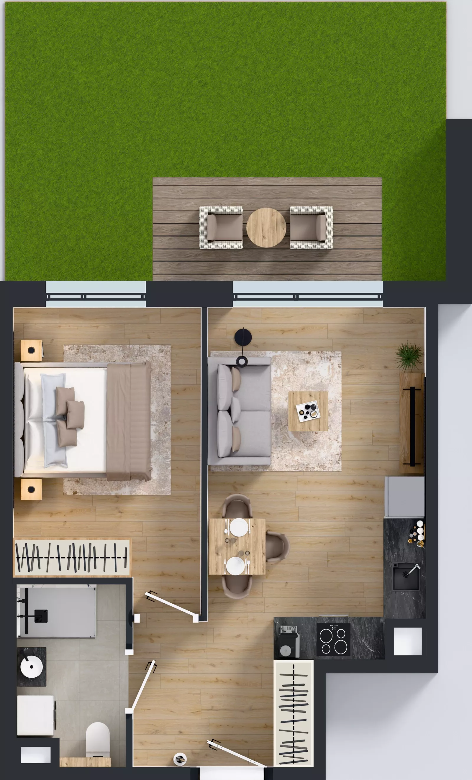 2 pokoje, mieszkanie 38,54 m², parter, oferta nr G/3, Apartamenty Myśliborska Park, Warszawa, Białołęka, Żerań, ul. Myśliborska 11