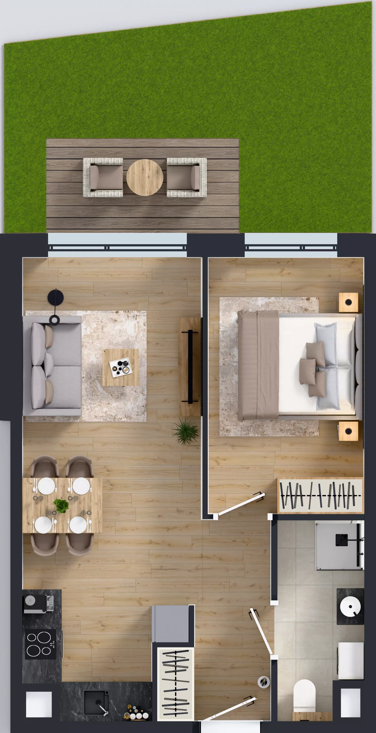 2 pokoje, mieszkanie 39,87 m², parter, oferta nr H/2, Apartamenty Myśliborska Park, Warszawa, Białołęka, Żerań, ul. Myśliborska 11