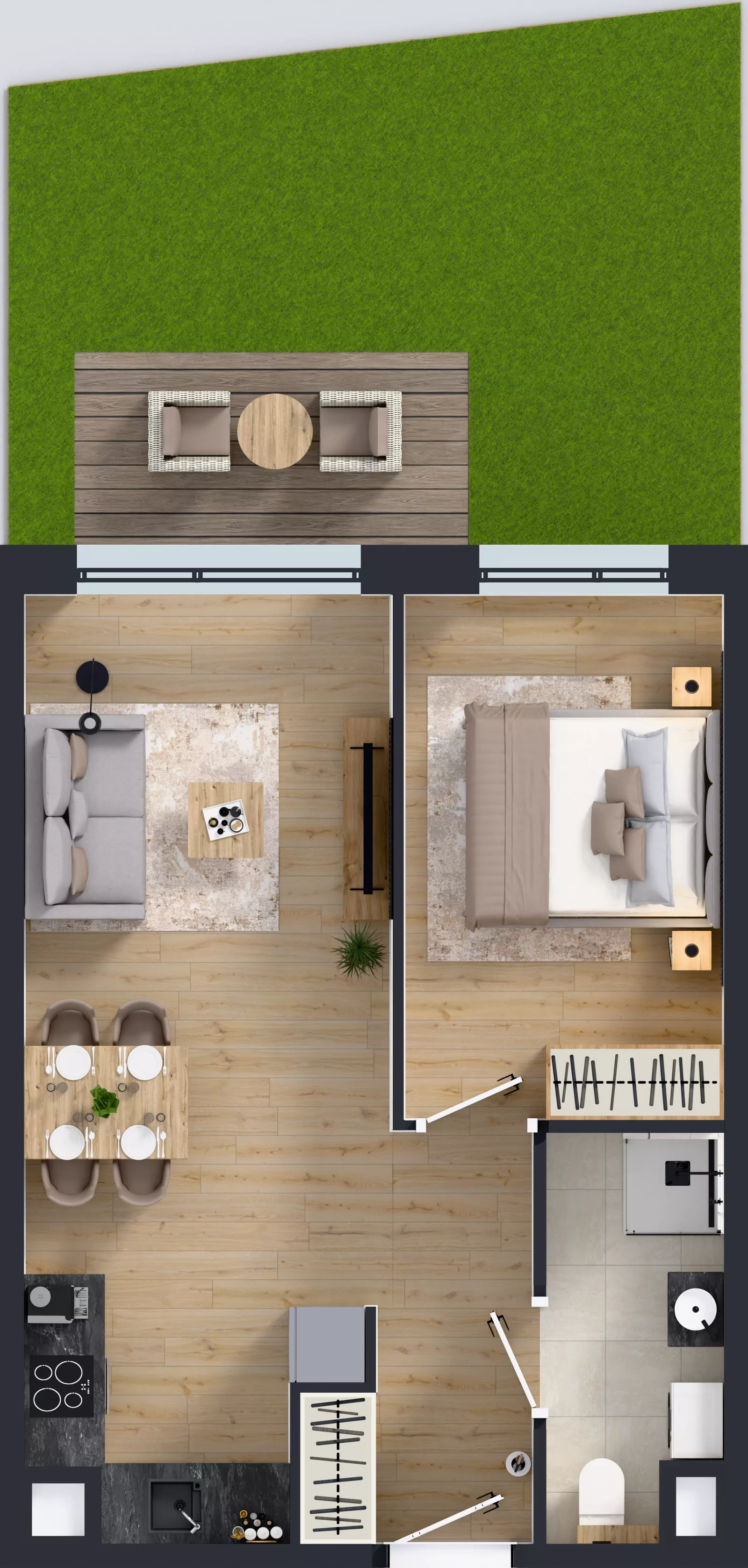 2 pokoje, mieszkanie 39,87 m², parter, oferta nr H/3, Apartamenty Myśliborska Park, Warszawa, Białołęka, Żerań, ul. Myśliborska 11