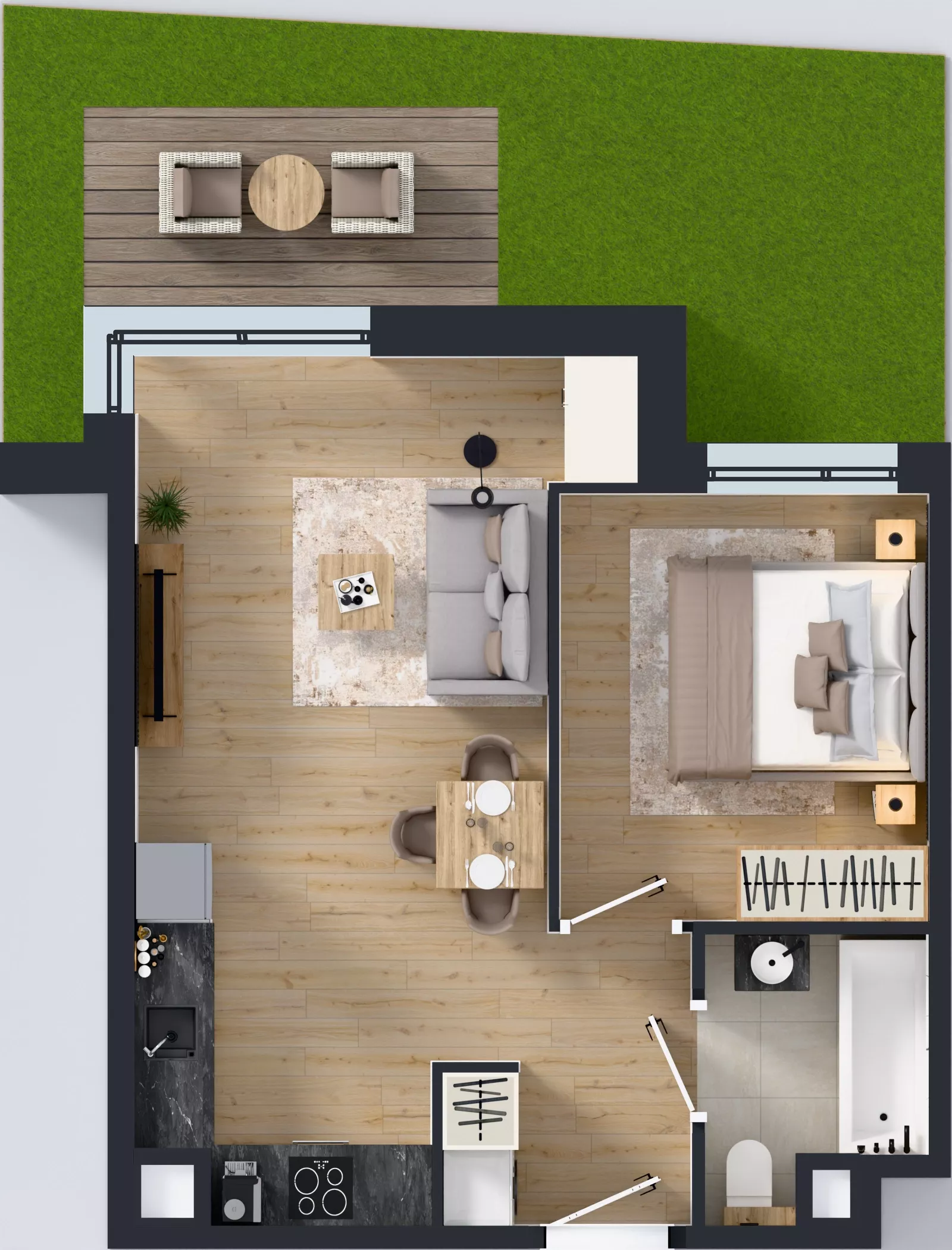 2 pokoje, mieszkanie 38,61 m², parter, oferta nr H/5, Apartamenty Myśliborska Park, Warszawa, Białołęka, Żerań, ul. Myśliborska 11