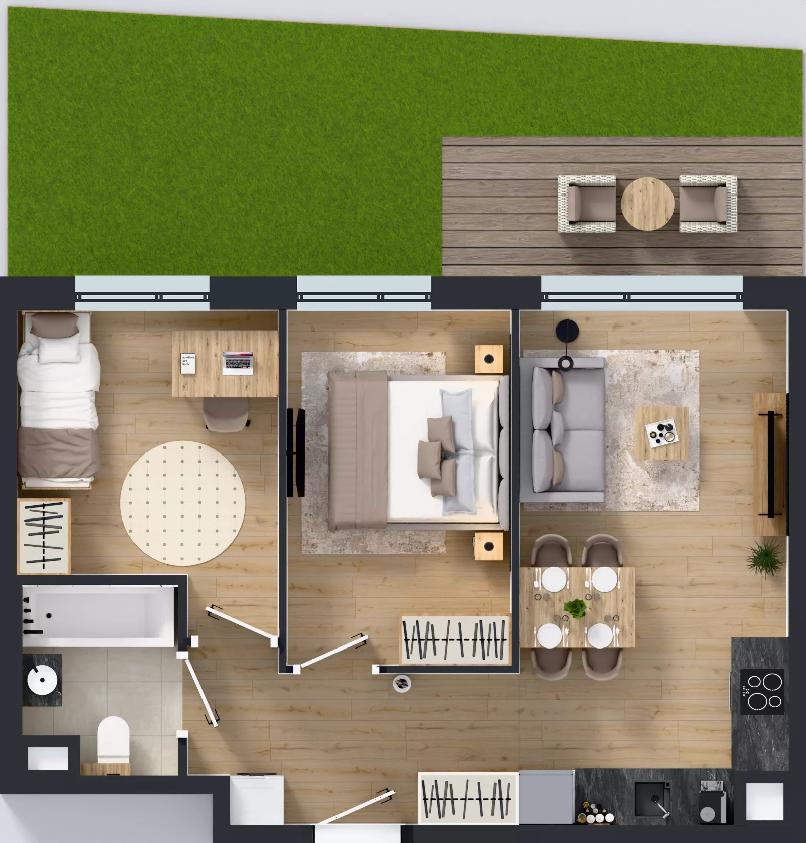 3 pokoje, mieszkanie 46,28 m², parter, oferta nr H/6, Apartamenty Myśliborska Park, Warszawa, Białołęka, Żerań, ul. Myśliborska 11
