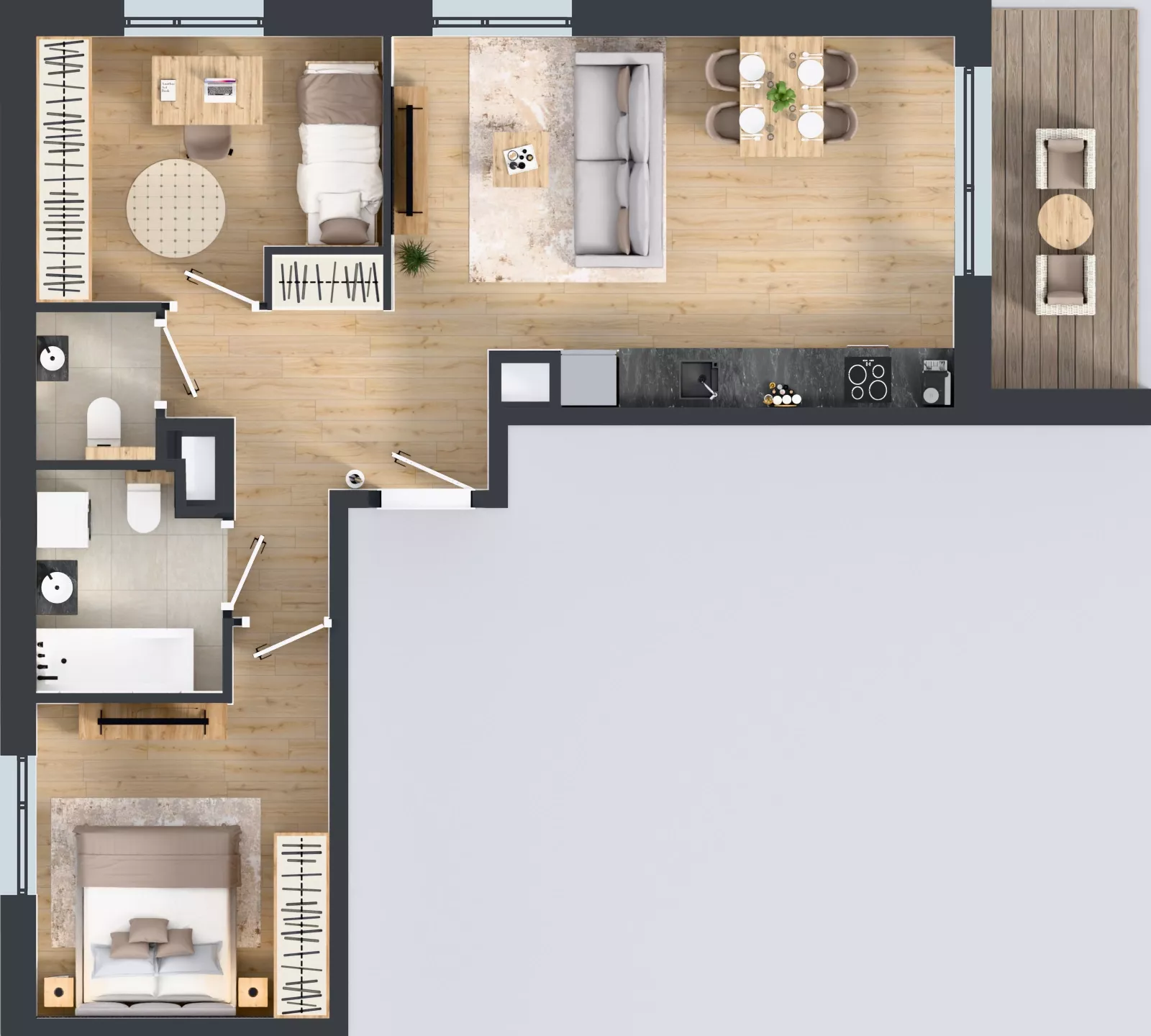 3 pokoje, mieszkanie 59,58 m², piętro 1, oferta nr H/8, Apartamenty Myśliborska Park, Warszawa, Białołęka, Żerań, ul. Myśliborska 11