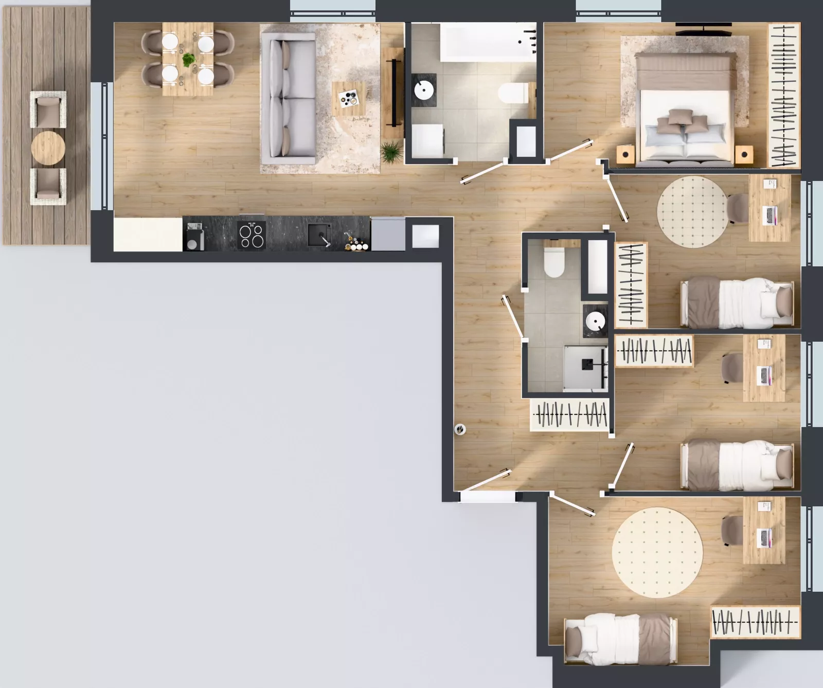 5 pokoi, mieszkanie 83,59 m², piętro 1, oferta nr H/14, Apartamenty Myśliborska Park, Warszawa, Białołęka, Żerań, ul. Myśliborska 11