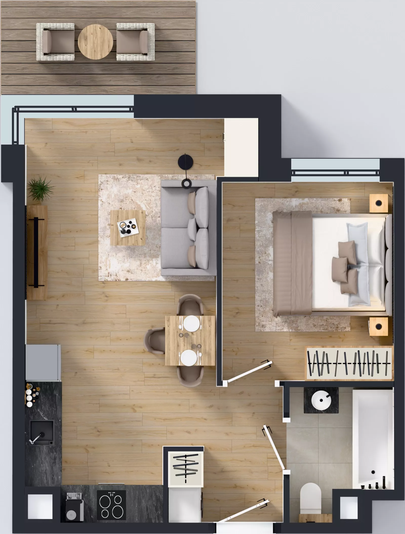2 pokoje, mieszkanie 38,61 m², piętro 3, oferta nr H/26, Apartamenty Myśliborska Park, Warszawa, Białołęka, Żerań, ul. Myśliborska 11