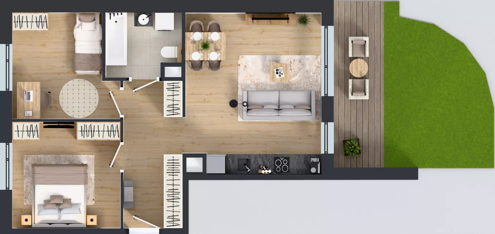 3 pokoje, mieszkanie 58,60 m², parter, oferta nr I/1, Apartamenty Myśliborska Park, Warszawa, Białołęka, Żerań, ul. Myśliborska 11