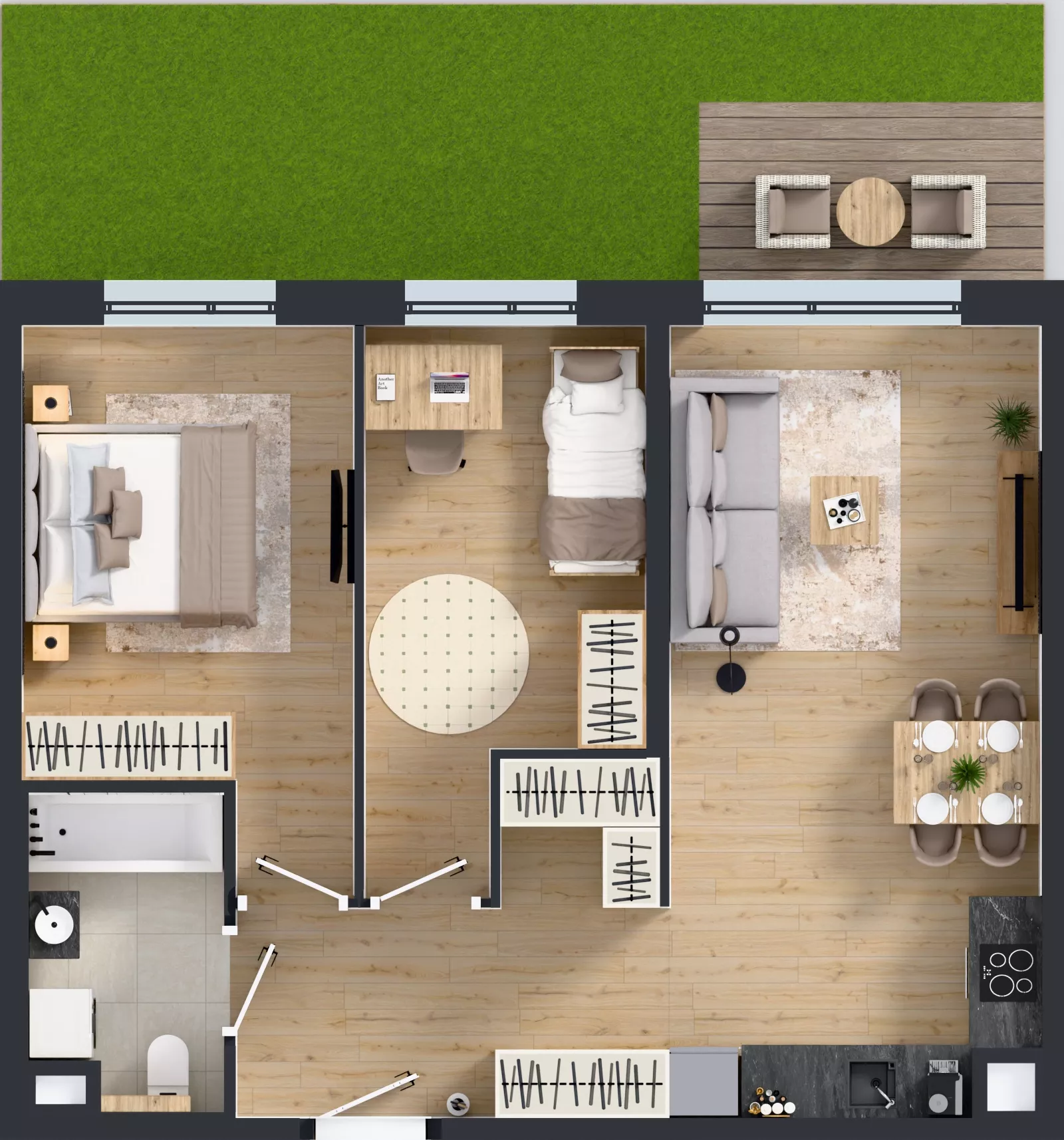 3 pokoje, mieszkanie 58,38 m², parter, oferta nr I/2, Apartamenty Myśliborska Park, Warszawa, Białołęka, Żerań, ul. Myśliborska 11
