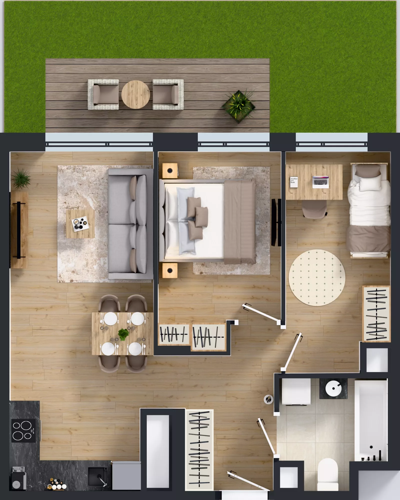 3 pokoje, mieszkanie 52,29 m², parter, oferta nr J/2, Apartamenty Myśliborska Park, Warszawa, Białołęka, Żerań, ul. Myśliborska 11