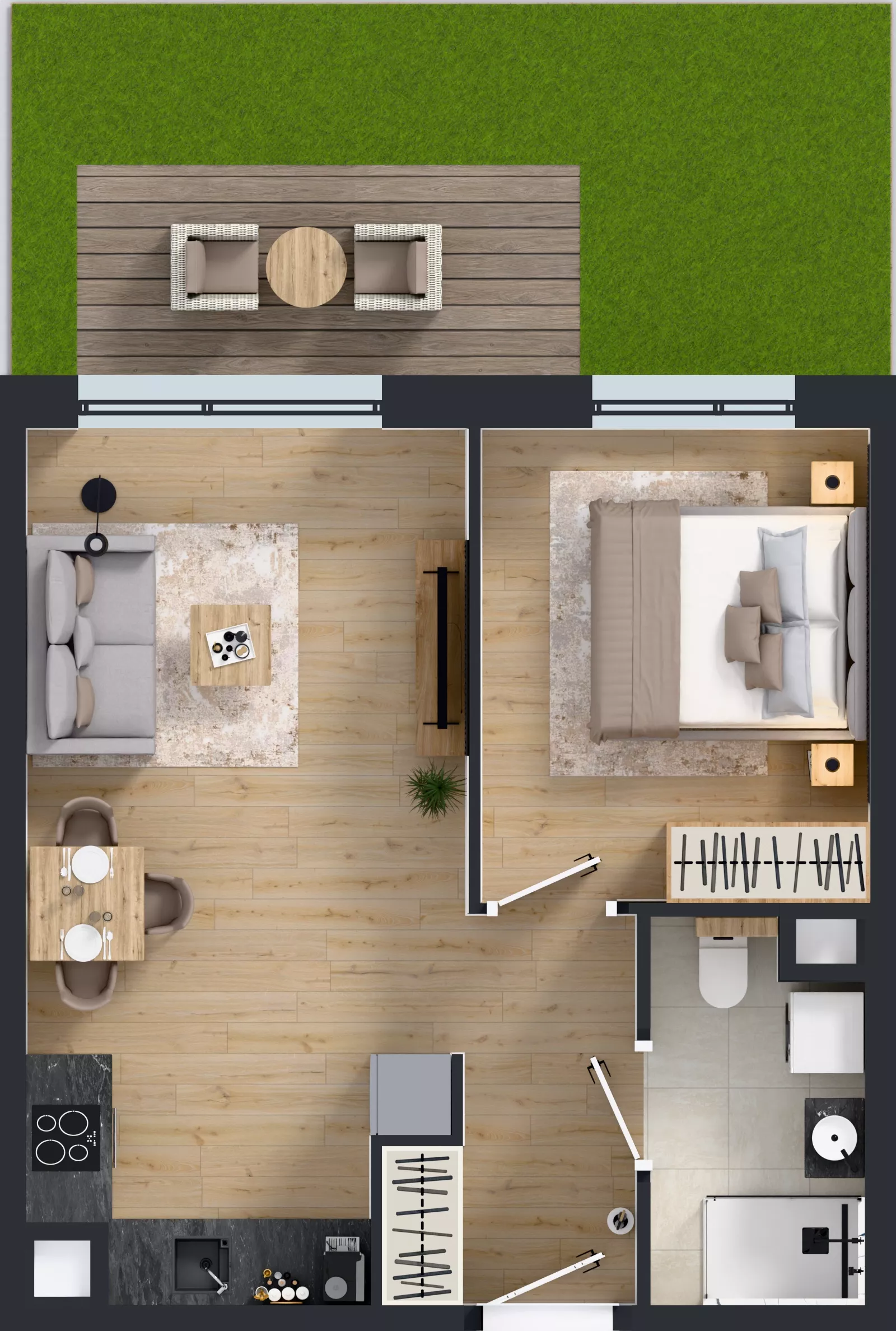 2 pokoje, mieszkanie 39,12 m², parter, oferta nr J/3, Apartamenty Myśliborska Park, Warszawa, Białołęka, Żerań, ul. Myśliborska 11