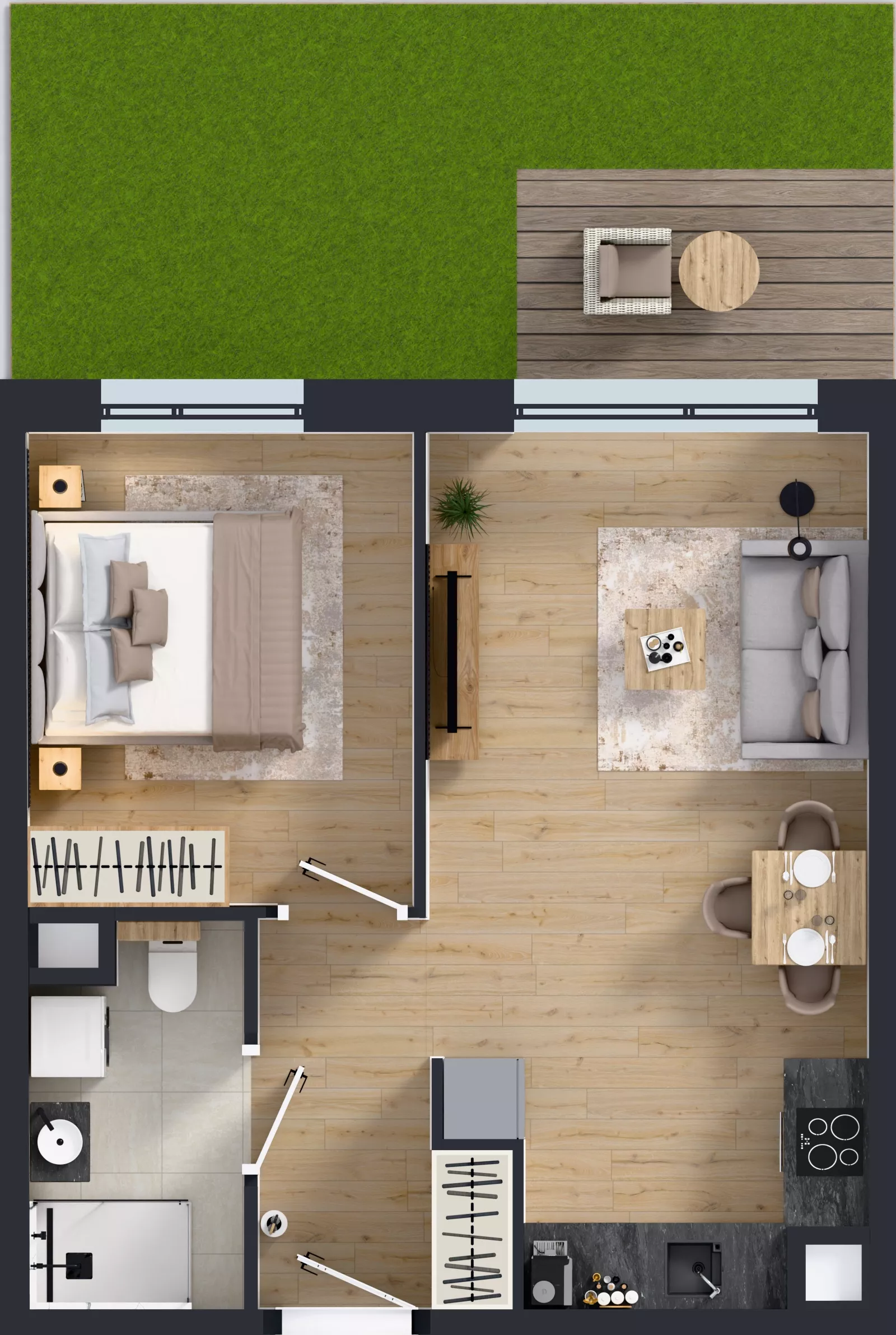 2 pokoje, mieszkanie 39,13 m², parter, oferta nr J/4, Apartamenty Myśliborska Park, Warszawa, Białołęka, Żerań, ul. Myśliborska 11
