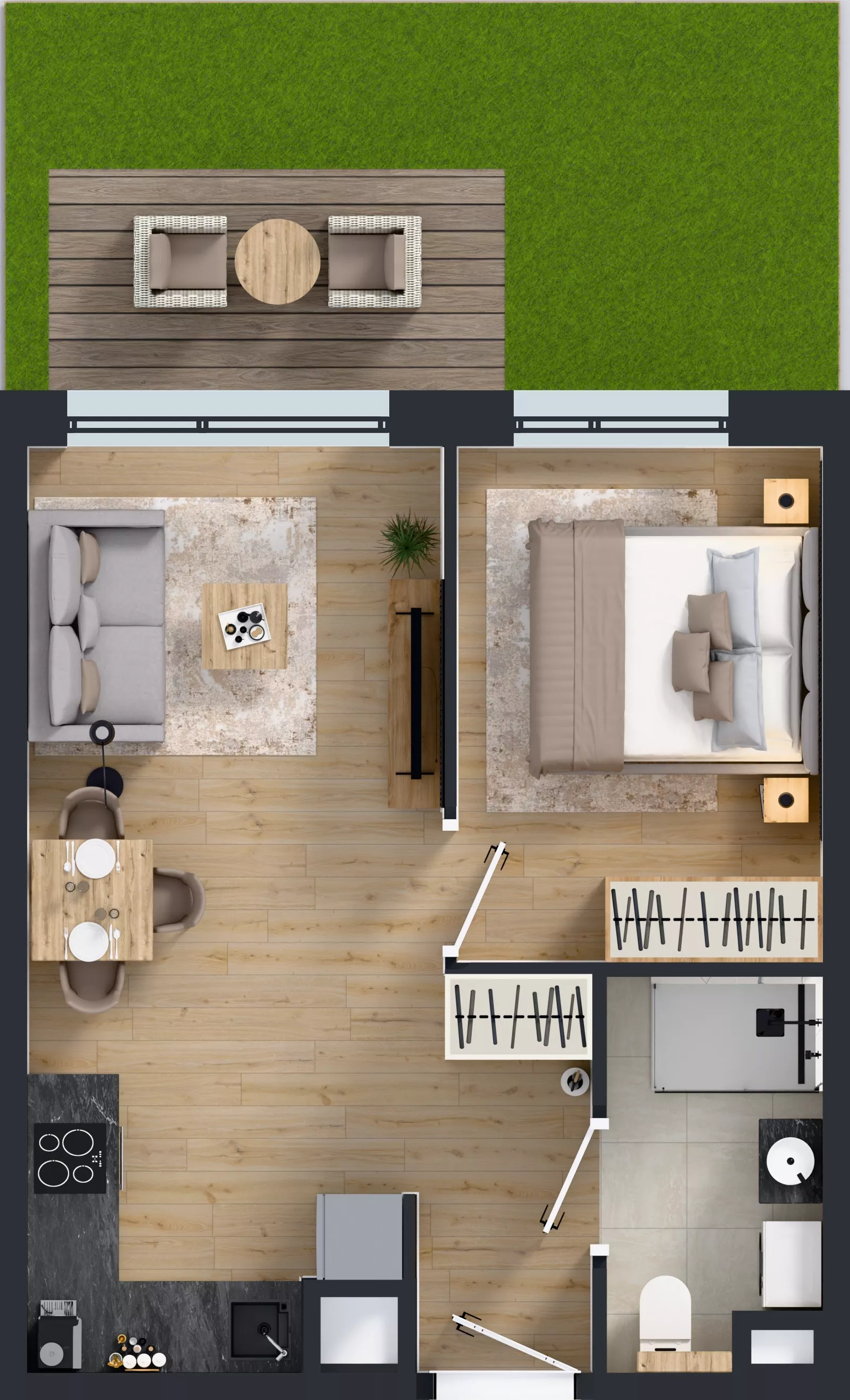 2 pokoje, mieszkanie 34,57 m², parter, oferta nr J/52, Apartamenty Myśliborska Park, Warszawa, Białołęka, Żerań, ul. Myśliborska 11