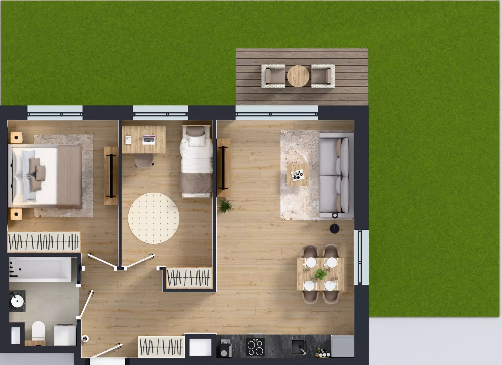 3 pokoje, mieszkanie 58,62 m², parter, oferta nr J/53, Apartamenty Myśliborska Park, Warszawa, Białołęka, Żerań, ul. Myśliborska 11