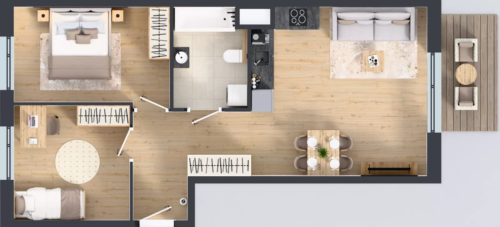 3 pokoje, mieszkanie 59,57 m², piętro 2, oferta nr J/61, Apartamenty Myśliborska Park, Warszawa, Białołęka, Żerań, ul. Myśliborska 11