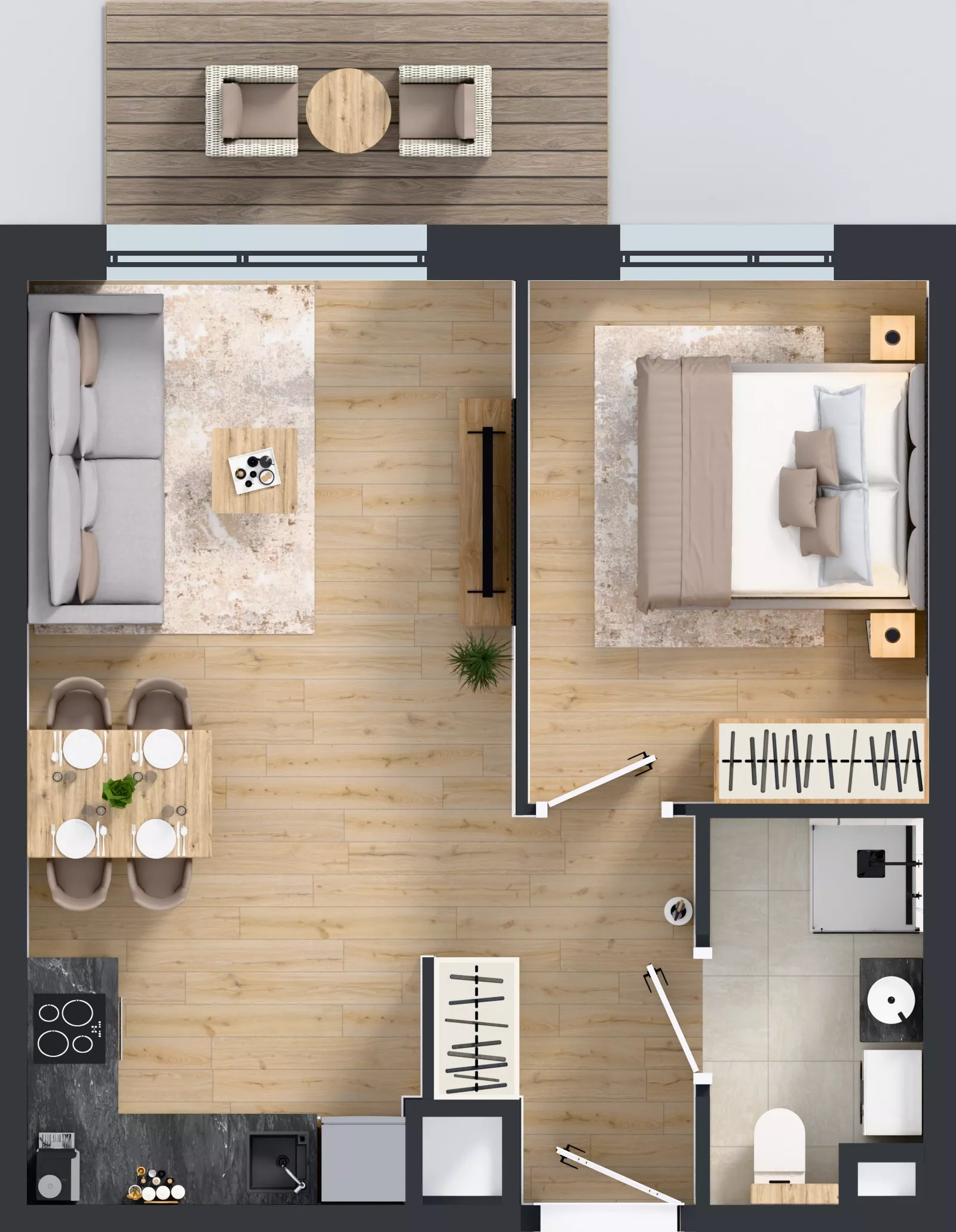 2 pokoje, mieszkanie 39,53 m², piętro 5, oferta nr J/77, Apartamenty Myśliborska Park, Warszawa, Białołęka, Żerań, ul. Myśliborska 11