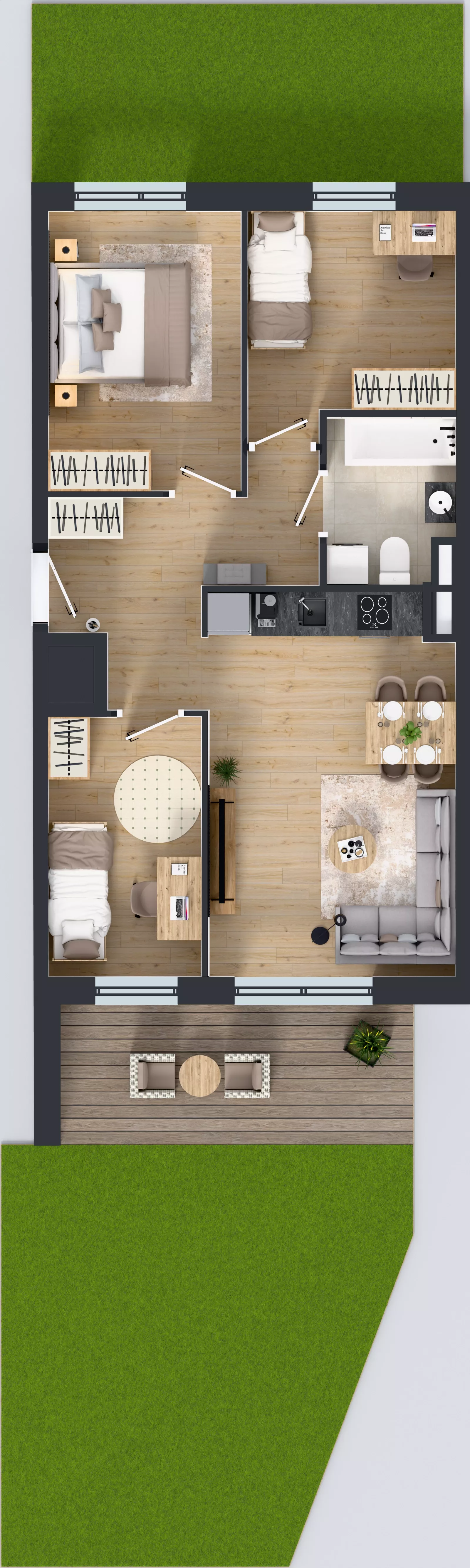 4 pokoje, mieszkanie 60,96 m², parter, oferta nr A/1, Międzyleska 4, Wrocław, Tarnogaj, Krzyki, ul. Międzyleska